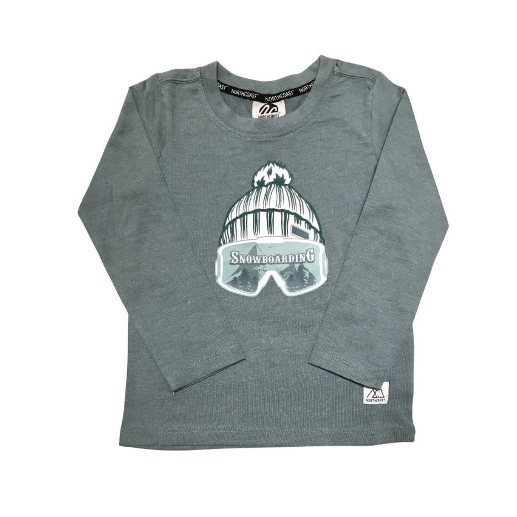 Northcoast NORTHCOAST - Longsleeve grey-green t-shirt with white hat and snow goggles print 'Snowboarding'