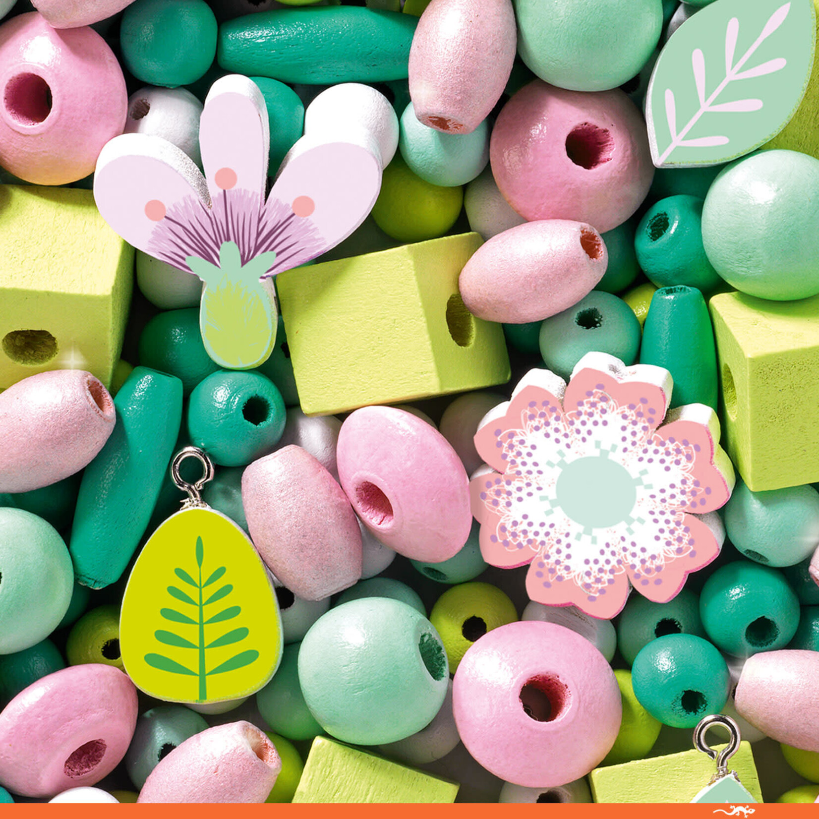 Djeco DJECO - 450 Wooden Beads 'Flowers and Foliage'