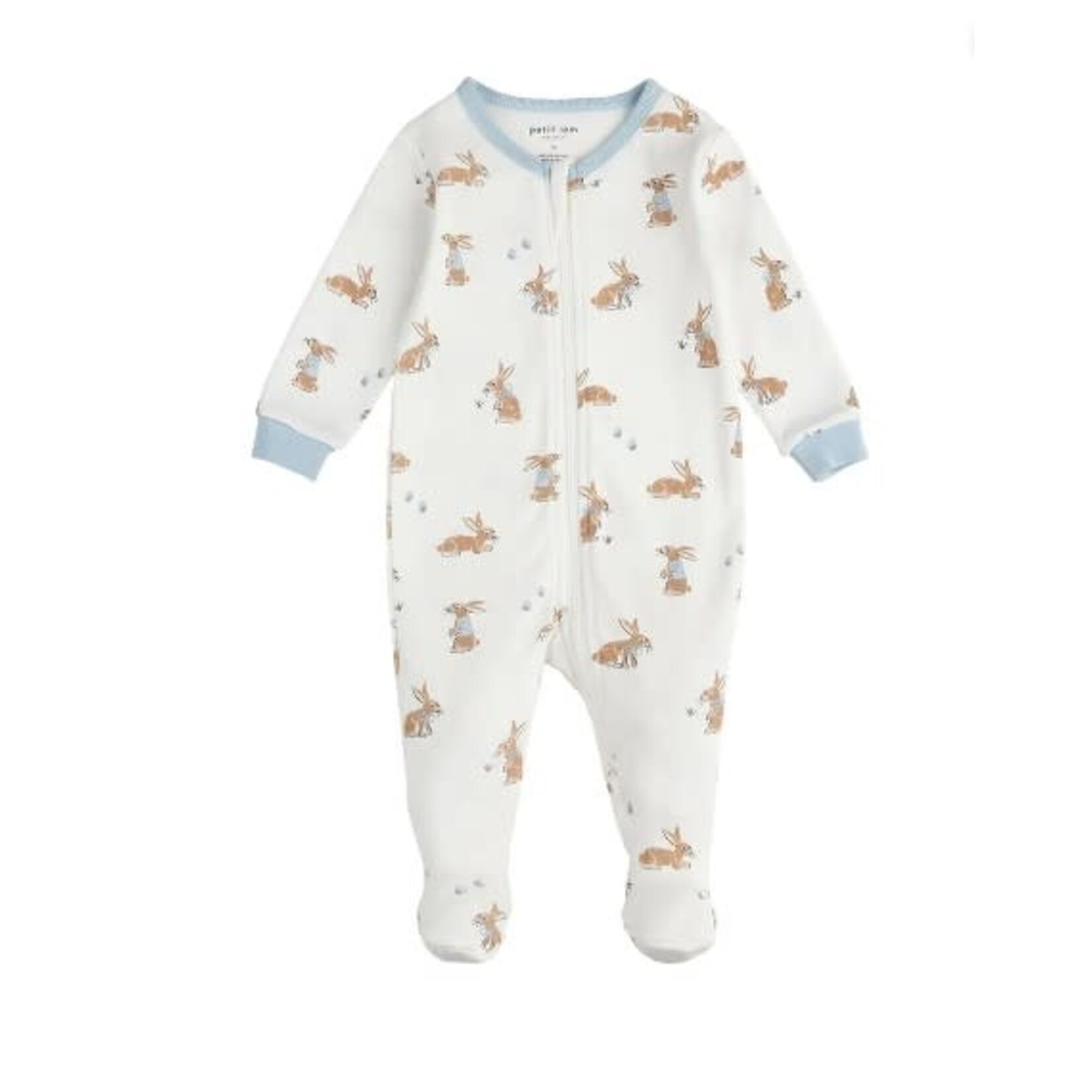 Petit Lem PETIT LEM - Pyjama bébé blanc avec motif intégral de lapins et accents bleus