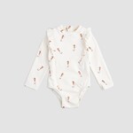 Miles the label MILES THE LABEL - Cream Long-Sleeve One-Piece Swimsuit with Seahorse Pint