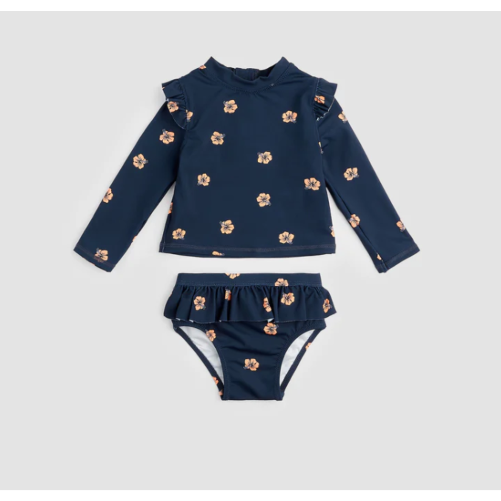 Miles the label MILES THE LABEL - Navy Two-Piece Swimsuit with Hawaiian Hibiscus Print (2pcs.)