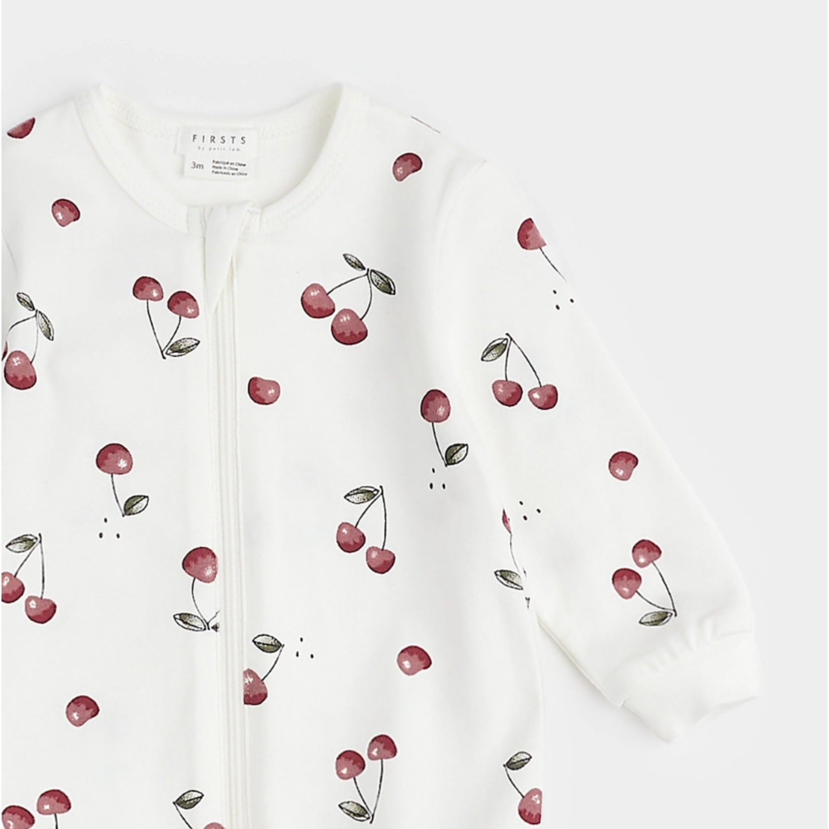 Petit Lem PETIT LEM - Pyjama de bébé blanc à imprimé de cerises