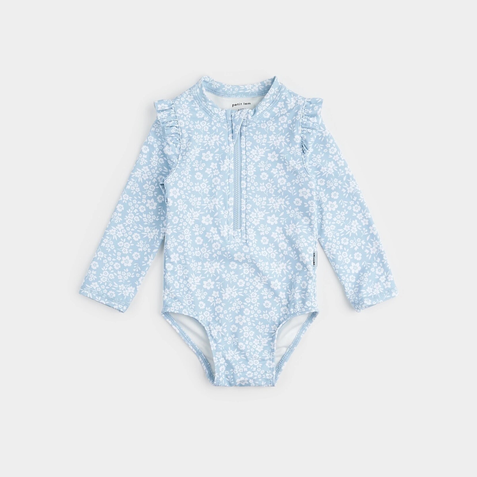 Petit Lem PETIT LEM - Maillot de bain bleu poudre à imprimé de fleurs blanches