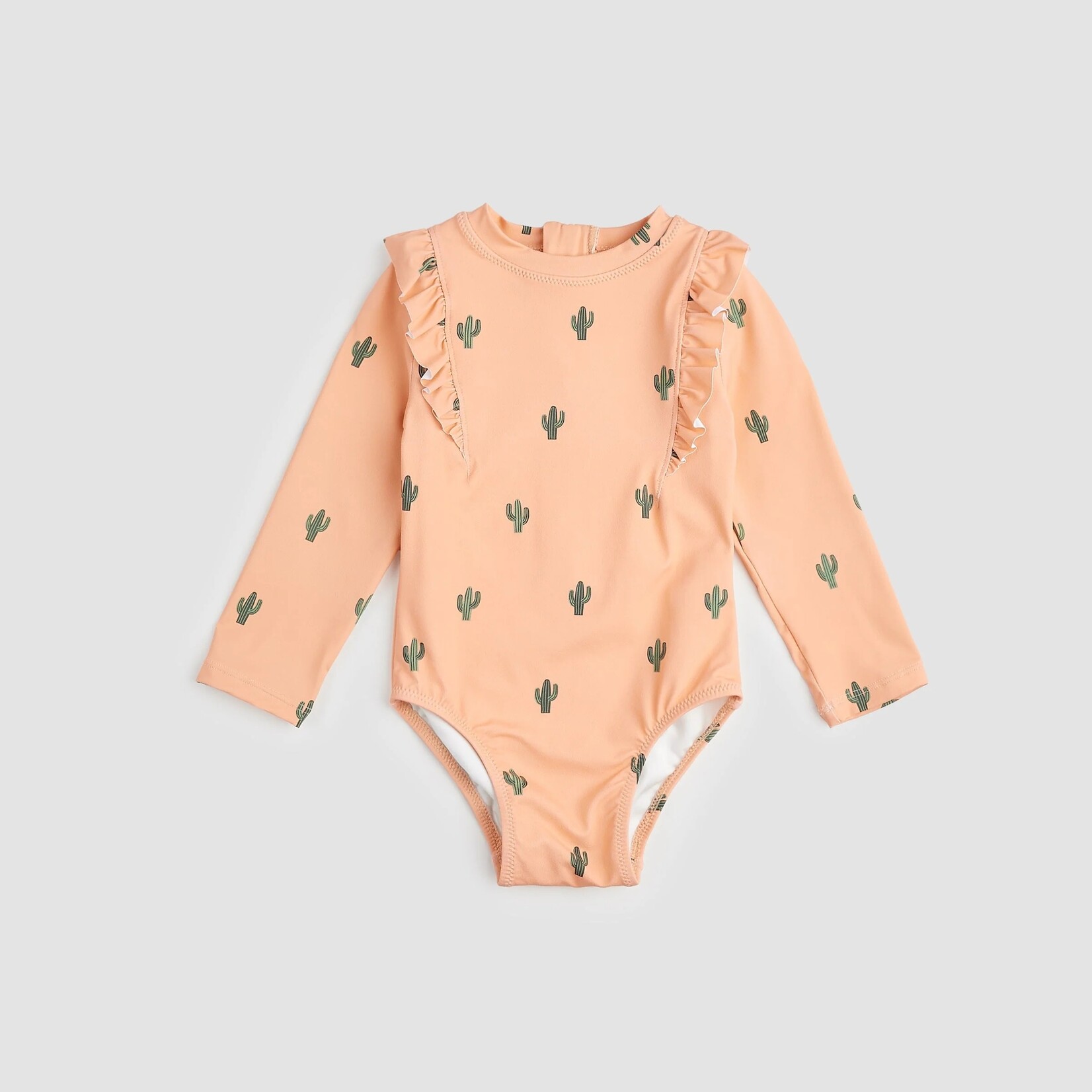 Miles the label MILES THE LABEL - One-piece Orange Rashguard Swimsuit With Long Sleeves And Cactus Print