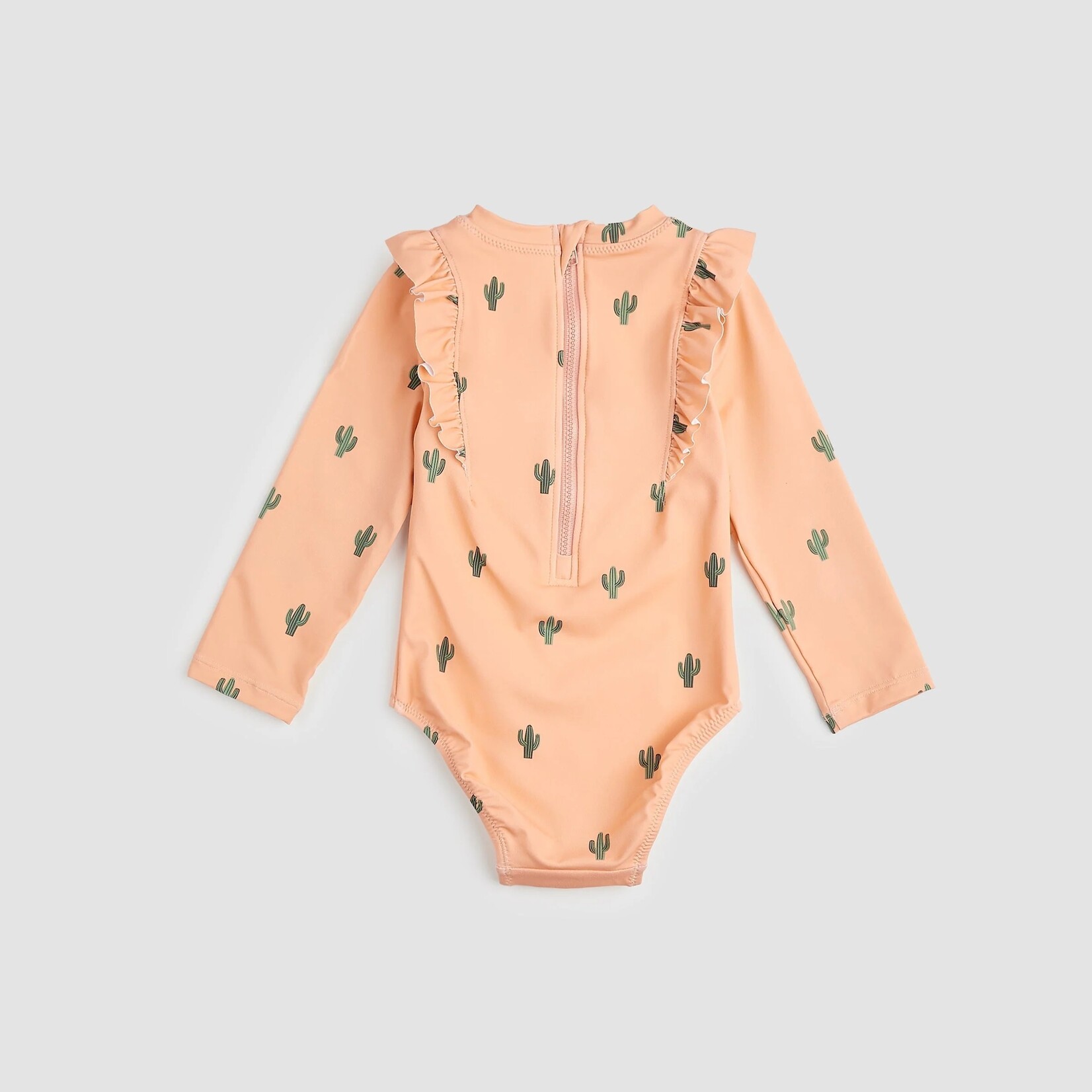 Miles the label MILES THE LABEL - One-piece Orange Rashguard Swimsuit With Long Sleeves And Cactus Print