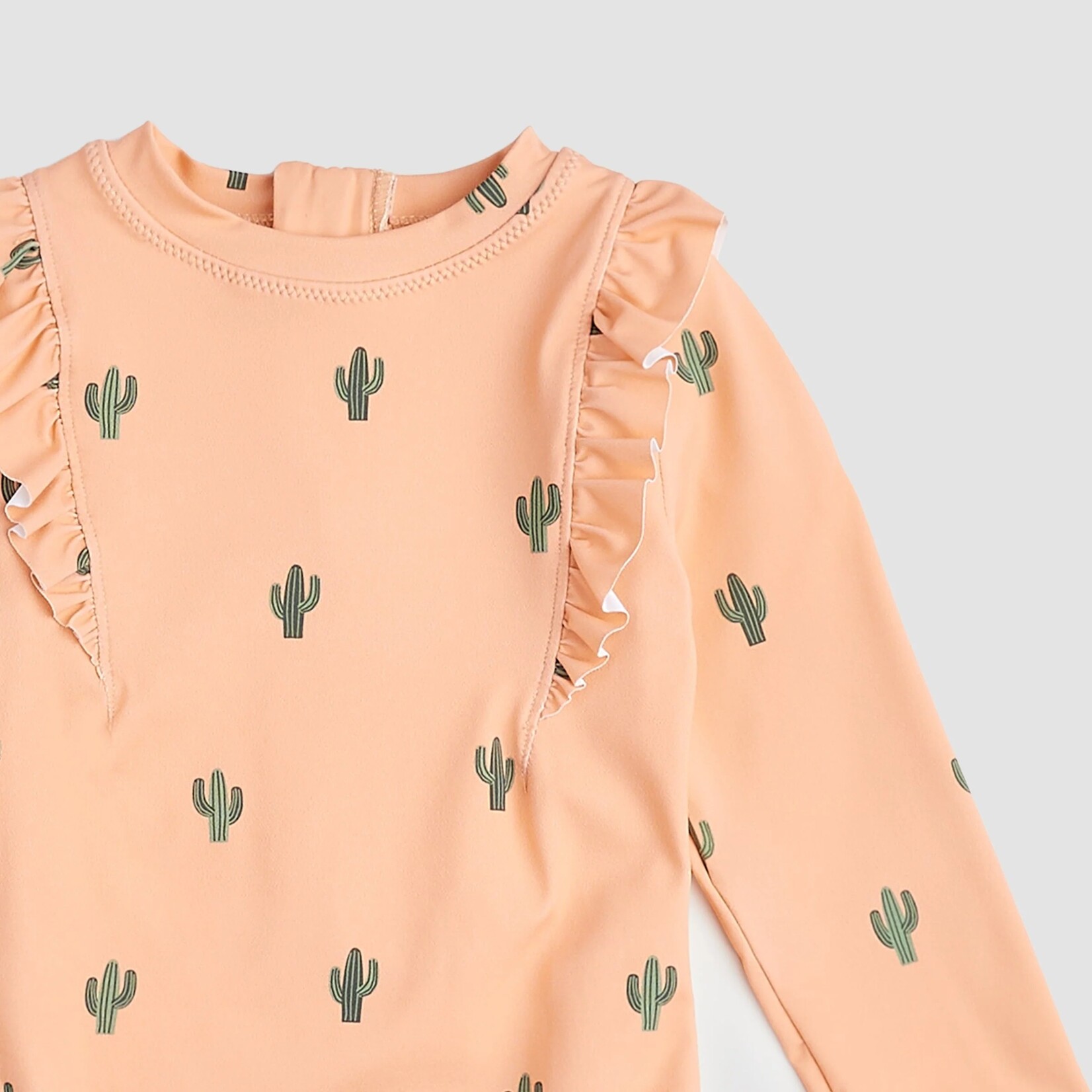 Miles the label MILES THE LABEL - One-piece Orange Rashguard Swimsuit With Long Sleeves And Cactus Print