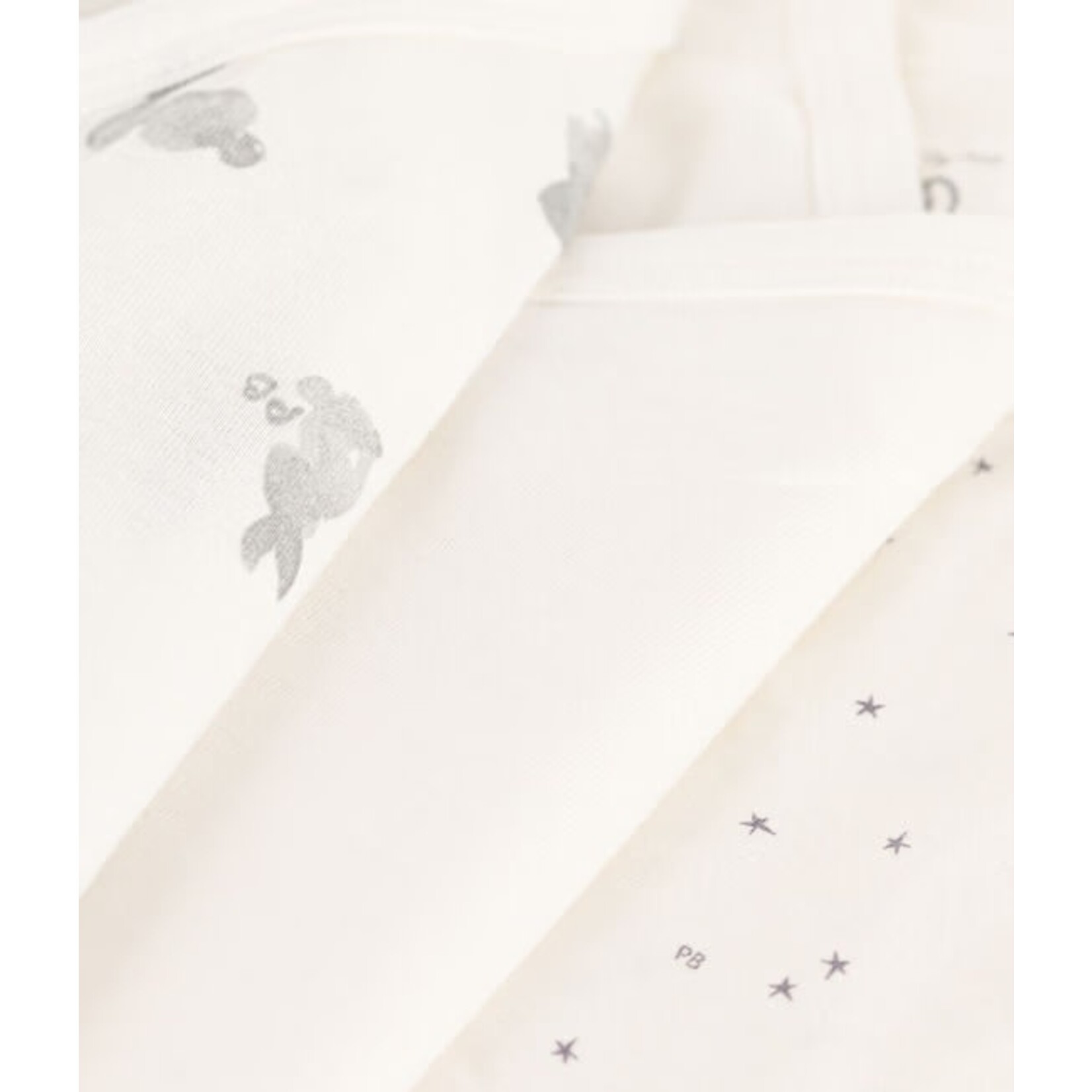 Petit Bateau PETIT BATEAU - Lot de 3 cache-couches manches courtes à col cache-coeur 'Blanc motif lapins/Blanc petites étoiles/Uni blanc''