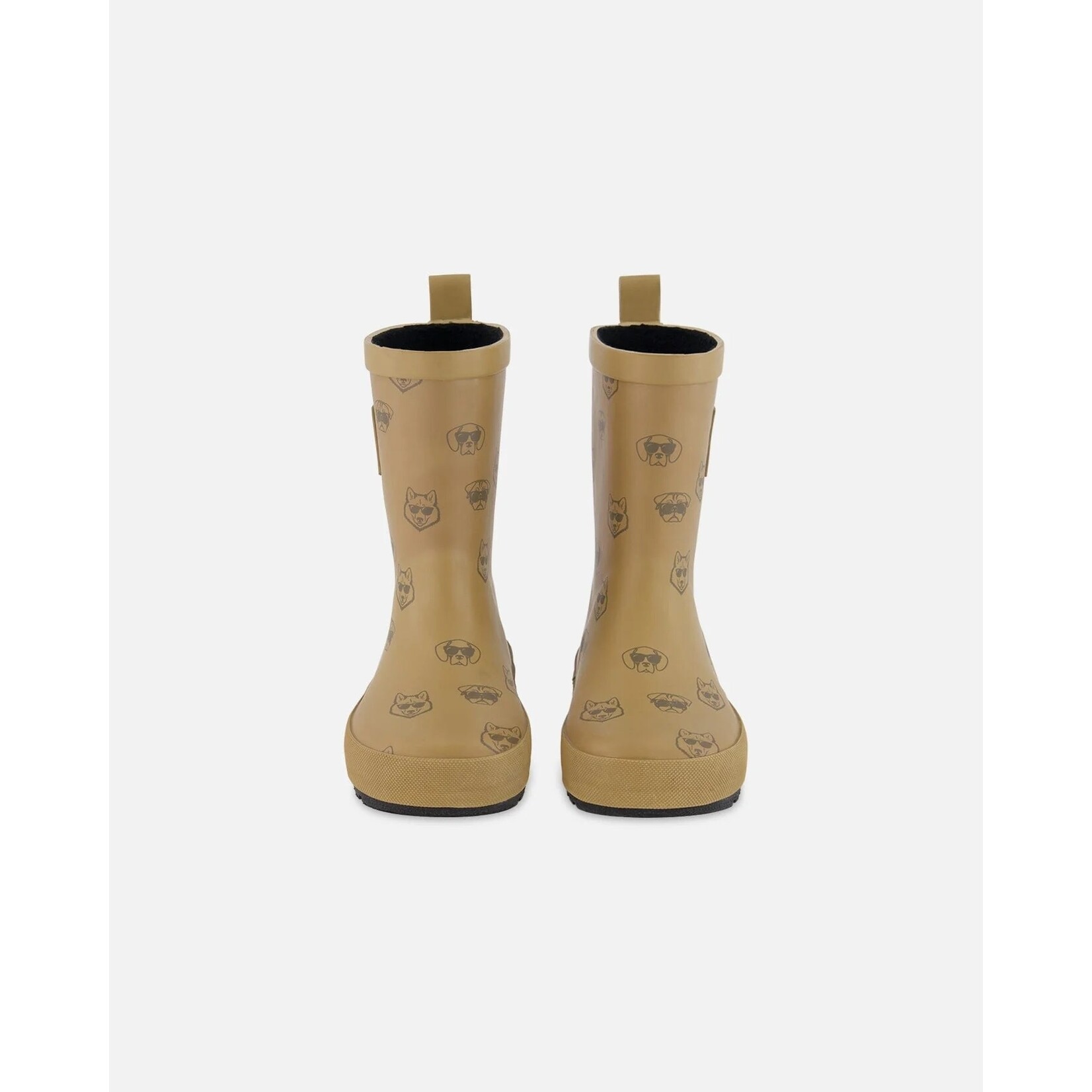 Deux par Deux DEUX PAR DEUX - Beige Rain Boots with Dog Print