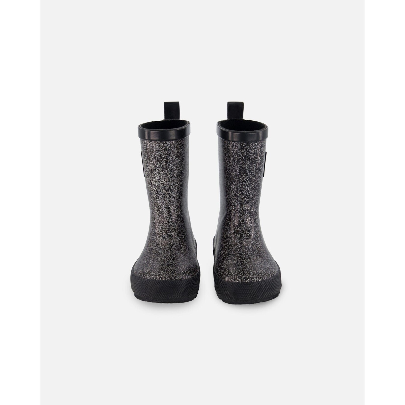 Deux par Deux DEUX PAR DEUX - Black Rain Boots with Glittering Finish
