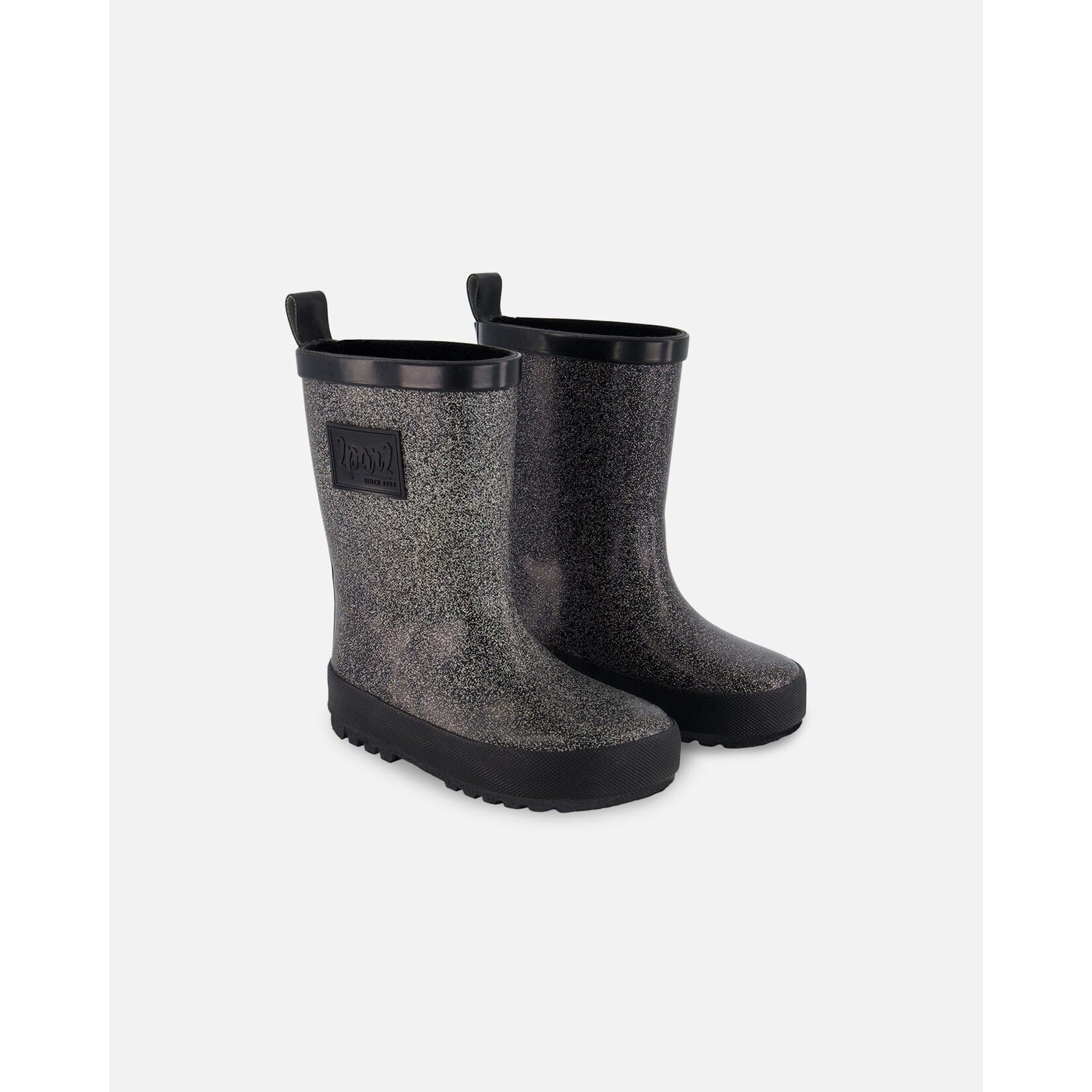 Deux par Deux DEUX PAR DEUX - Black Rain Boots with Glittering Finish