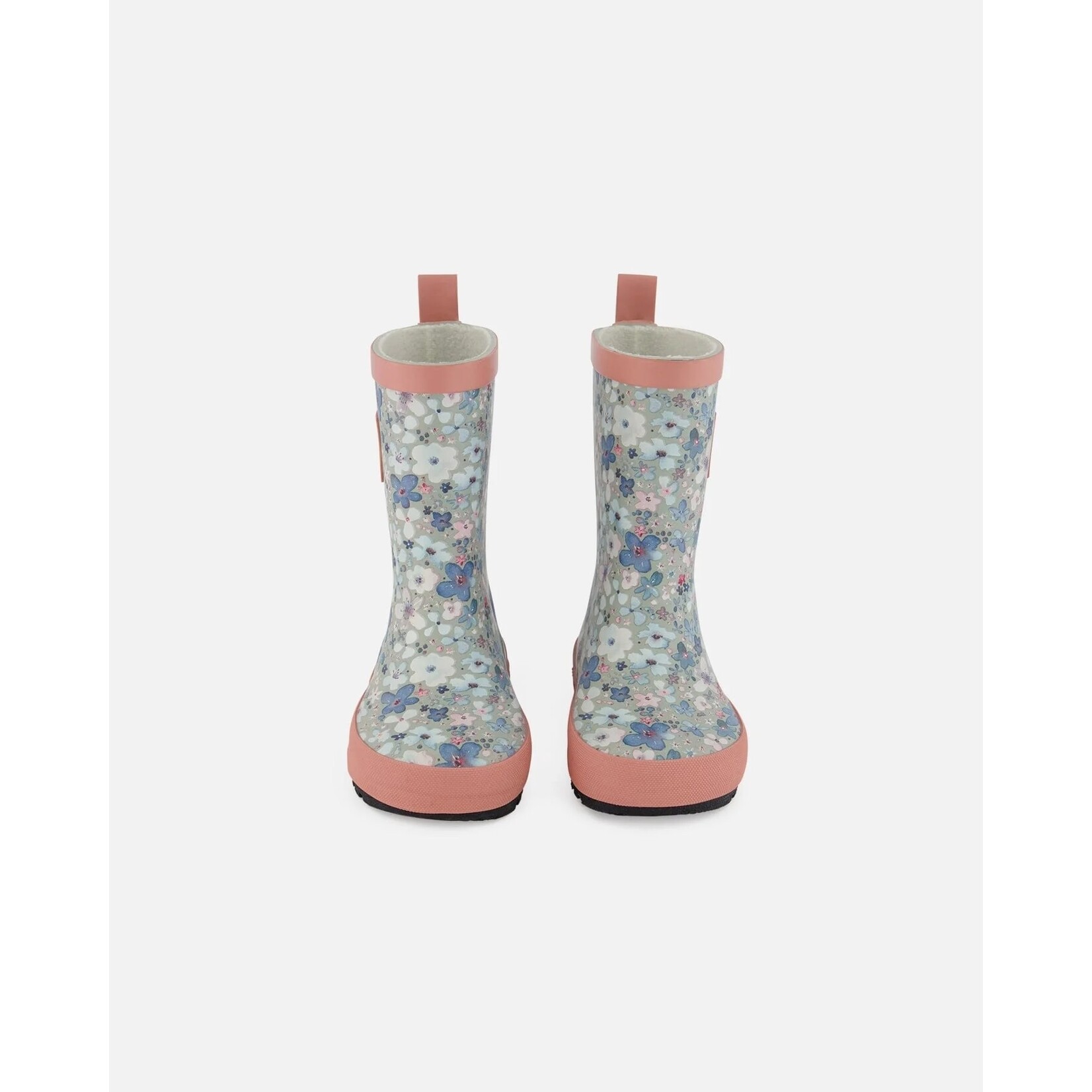 Deux par Deux DEUX PAR DEUX - Pale Blue Rain Boots with Watercolour Flower Print