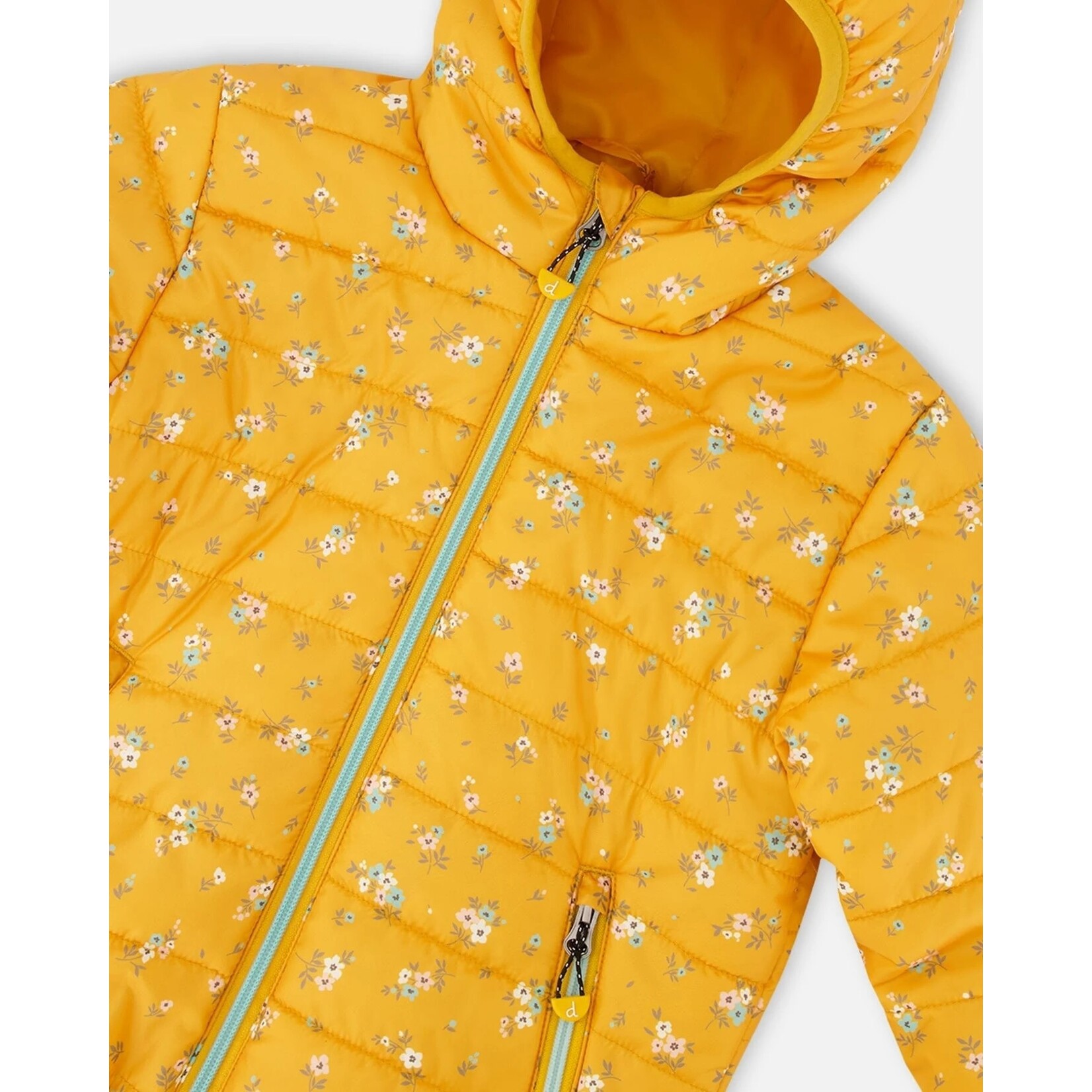 Deux par Deux DEUX PAR DEUX - Quilted Mid-Season Jacket Yellow Little Flowers Print