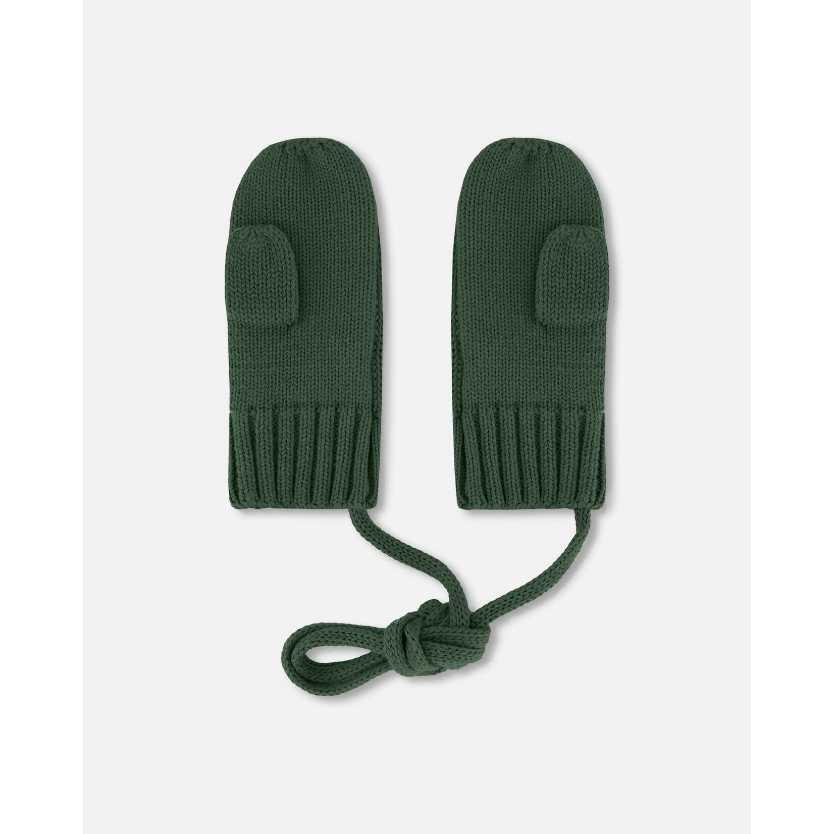 Deux par Deux DEUX PAR DEUX - Mid-Season Knitted Mittens with Cord 'Forest green'