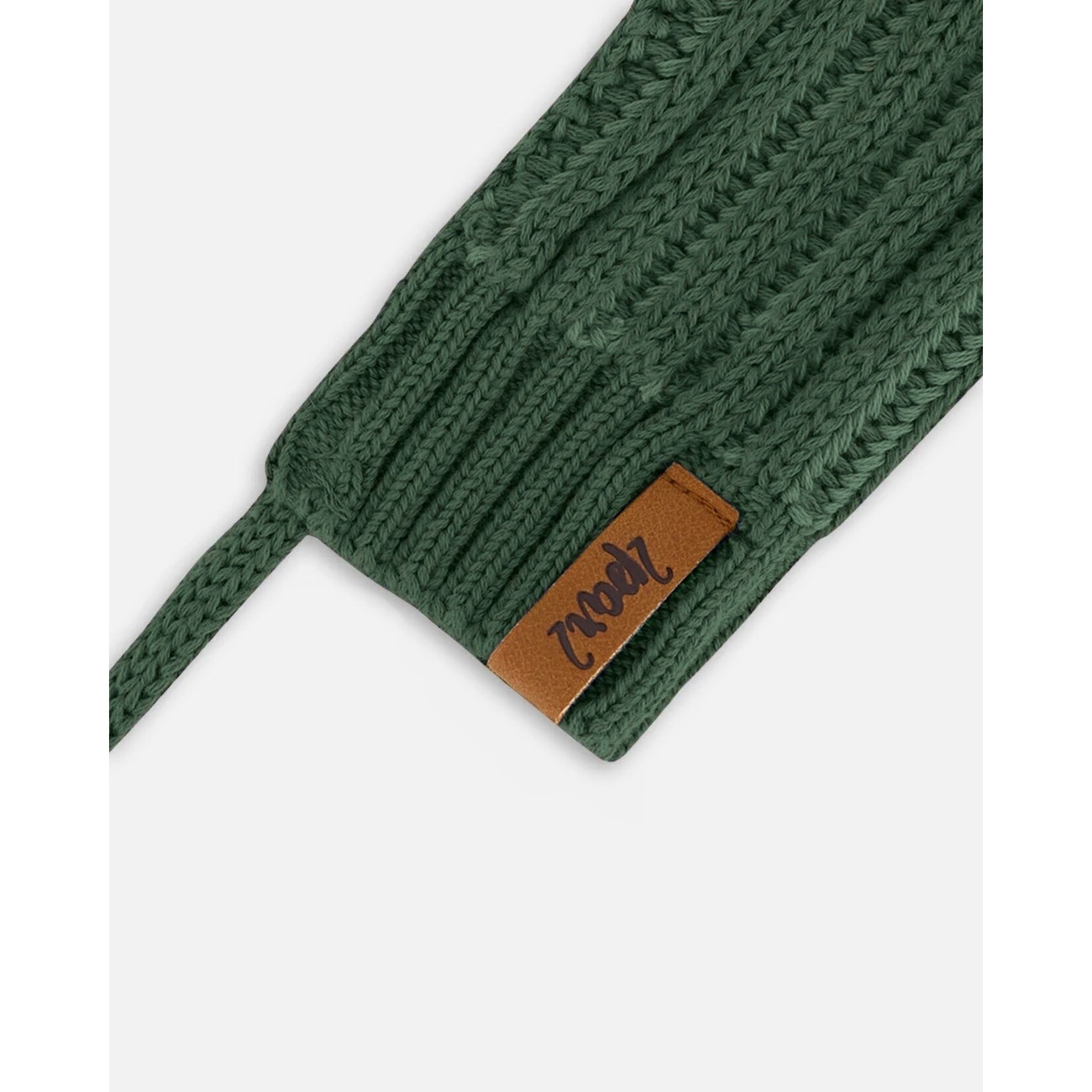 Deux par Deux DEUX PAR DEUX - Mid-Season Knitted Mittens with Cord 'Forest green'