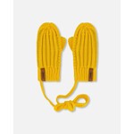 Deux par Deux DEUX PAR DEUX - Mid-Season Knitted Mittens with Cord 'Yellow'