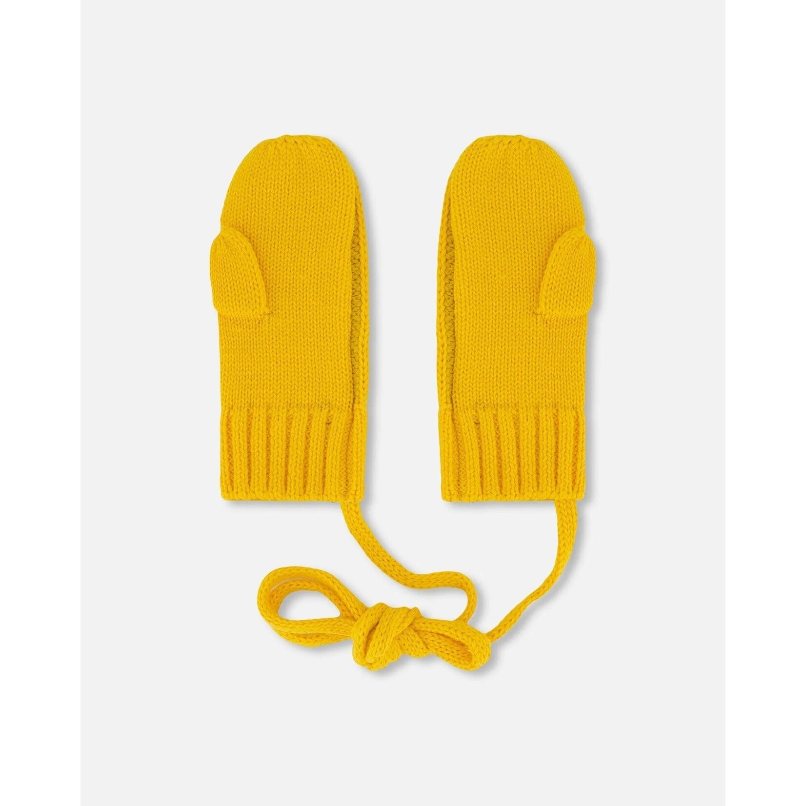 Deux par Deux DEUX PAR DEUX - Mid-Season Knitted Mittens with Cord 'Yellow'