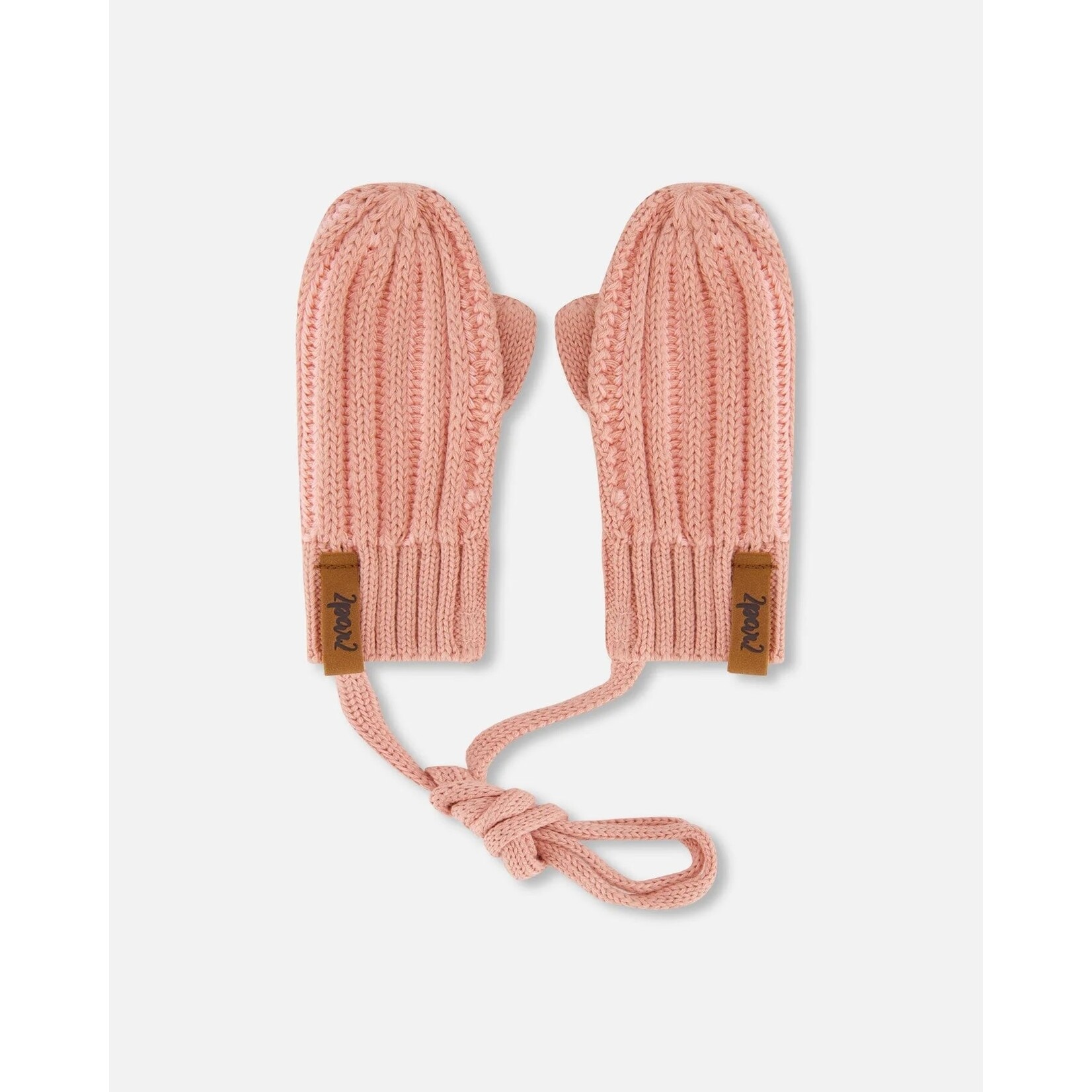 Deux par Deux DEUX PAR DEUX - Mid-Season Knitted Mittens with Cord 'Ash Rose'