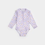 Petit Lem PETIT LEM - Lavender Long-Sleeved Swim Romper with Daisy Print