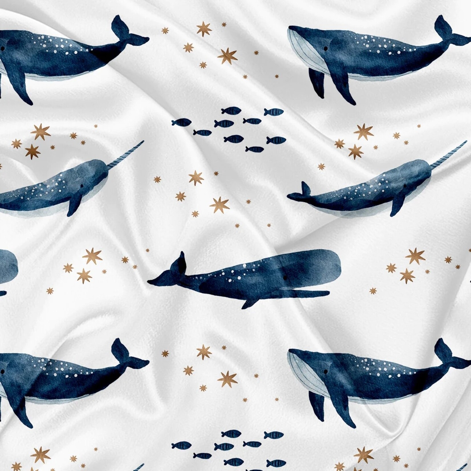 Oops OOPS- Minky Baby Blanket - Gold Sea (whales)