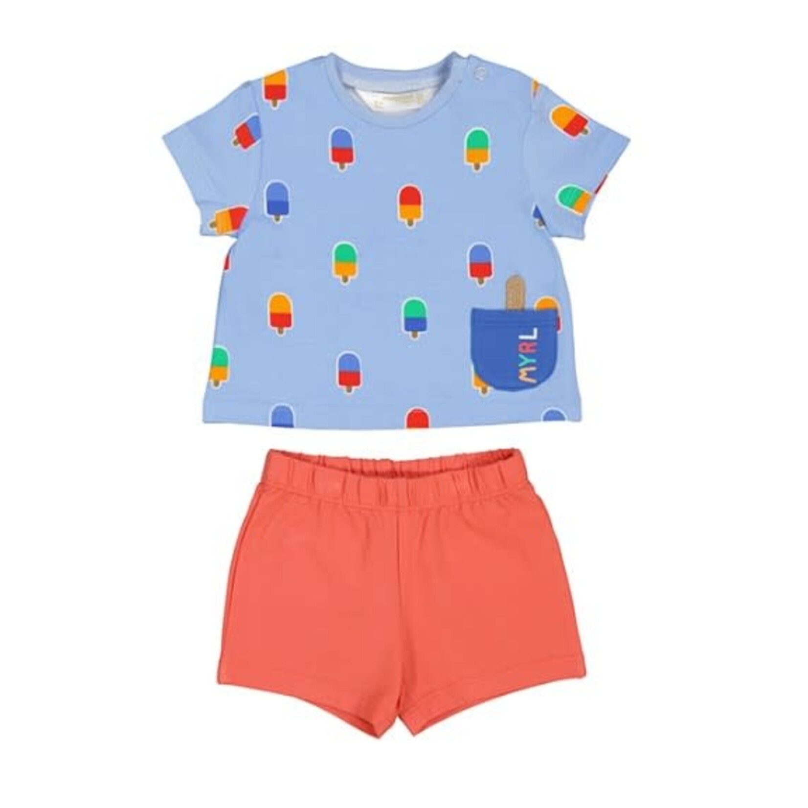 Mayoral MAYORAL - Two-piece set - Shortsleeve light blue t-shirt with popsicle print and red shorts