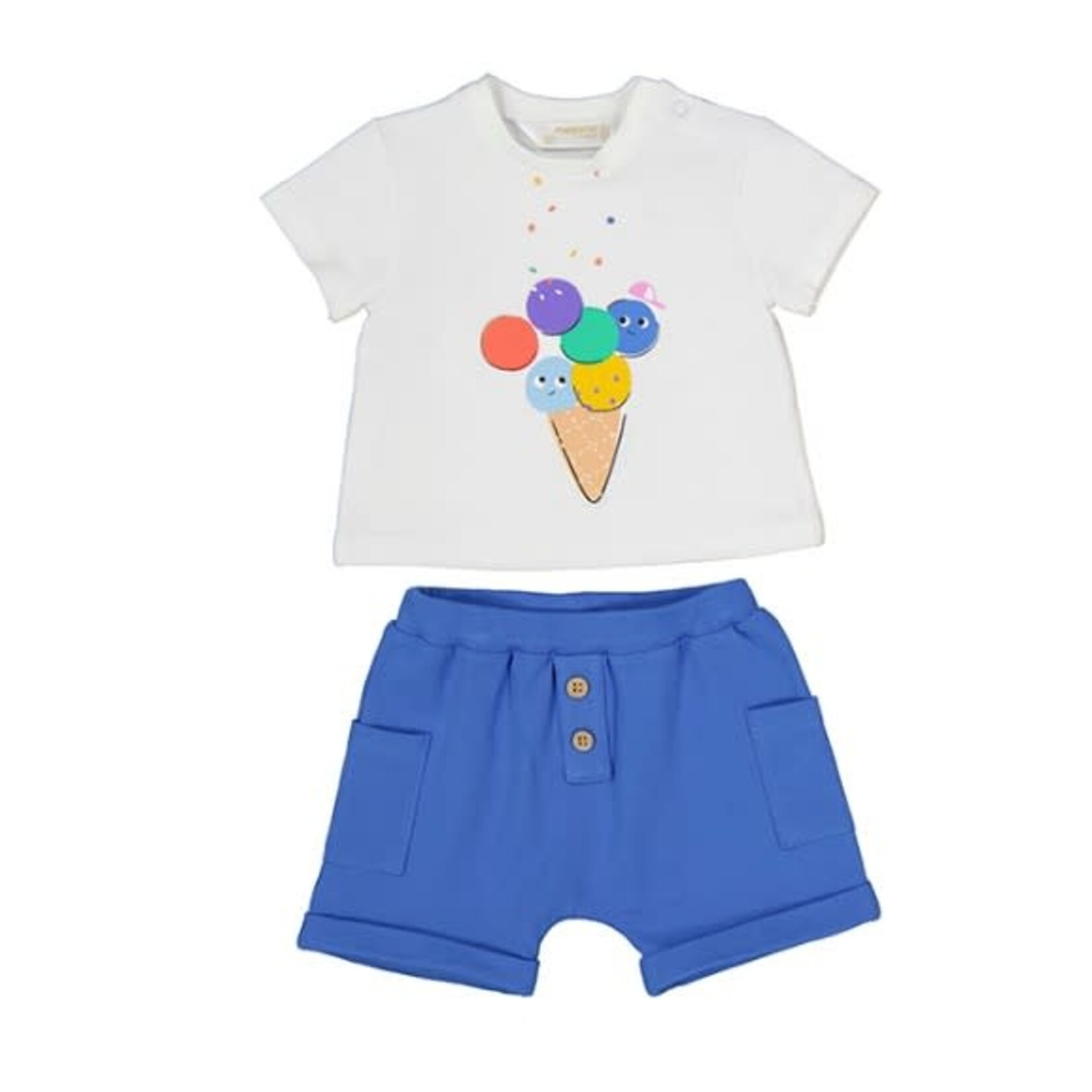 Mayoral MAYORAL - Two-piece set - White shortsleeve t-shirt with ice cream print and blue shorts