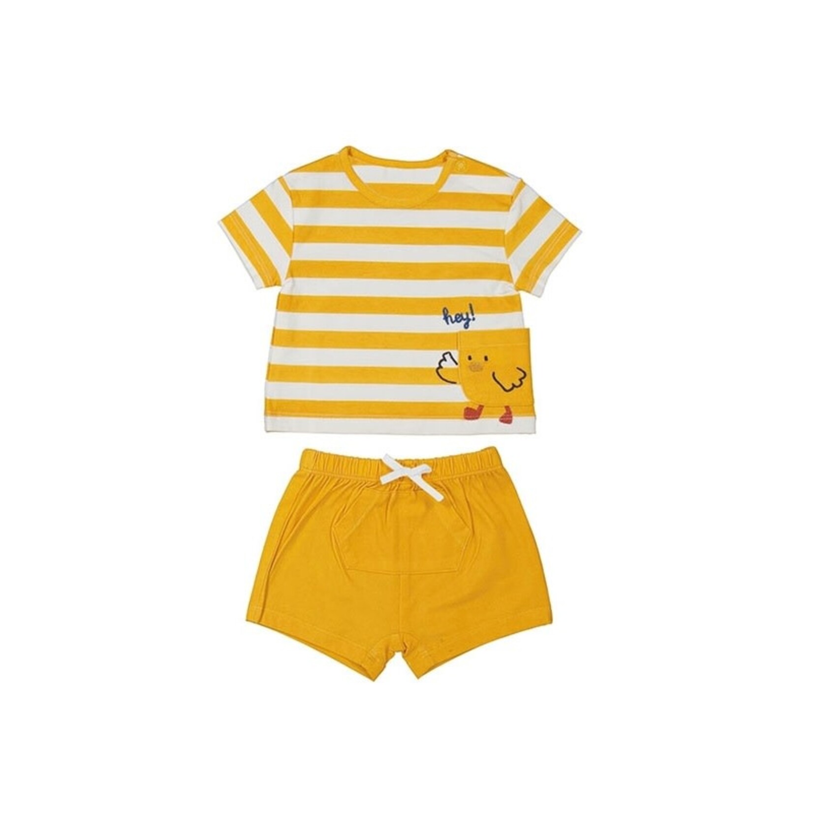 Mayoral MAYORAL - Two-piece Set - Yellow Striped T-Shirt with Duckling Pocket and Yellow Shorts