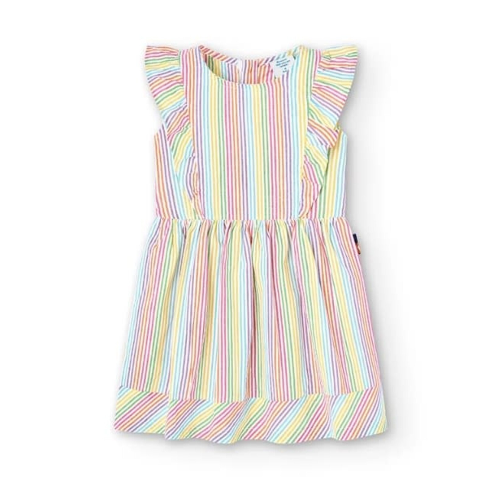 Boboli BOBOLI - Light popelin dress with shoulder frills and fine multicoloured vertical stripes