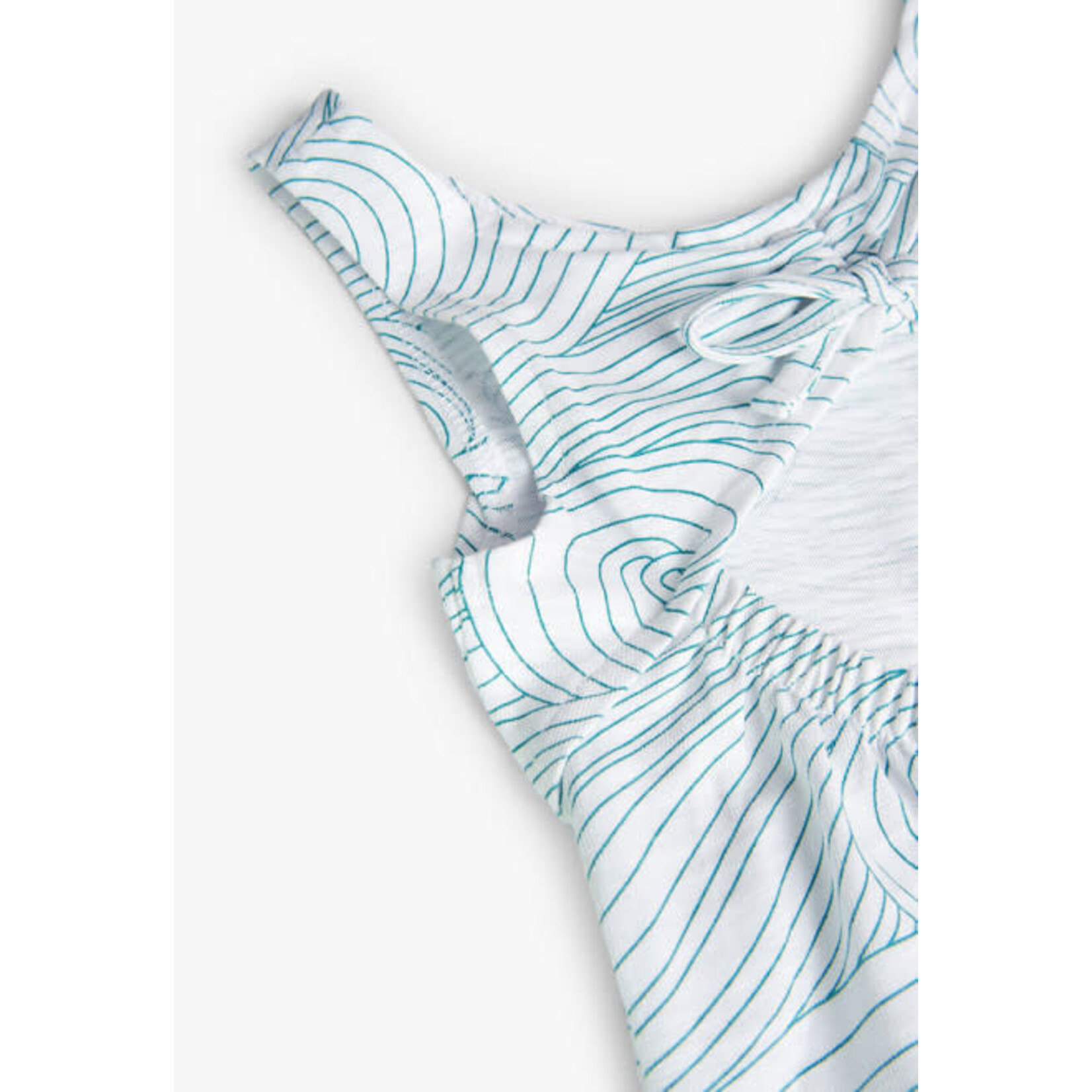 Boboli BOBOLI - Sleeveless jersey dress with circular stripes and turquoise/green flowers
