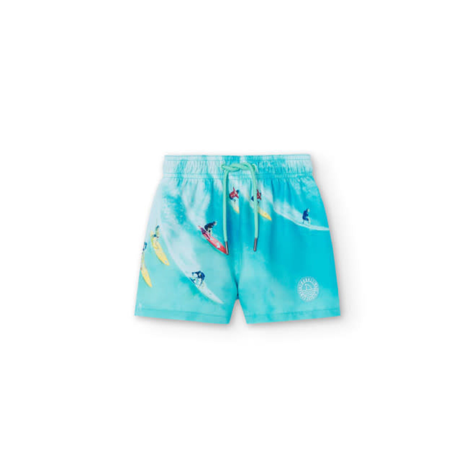 Boboli BOBOLI- Turquoise swimshorts with surfer print