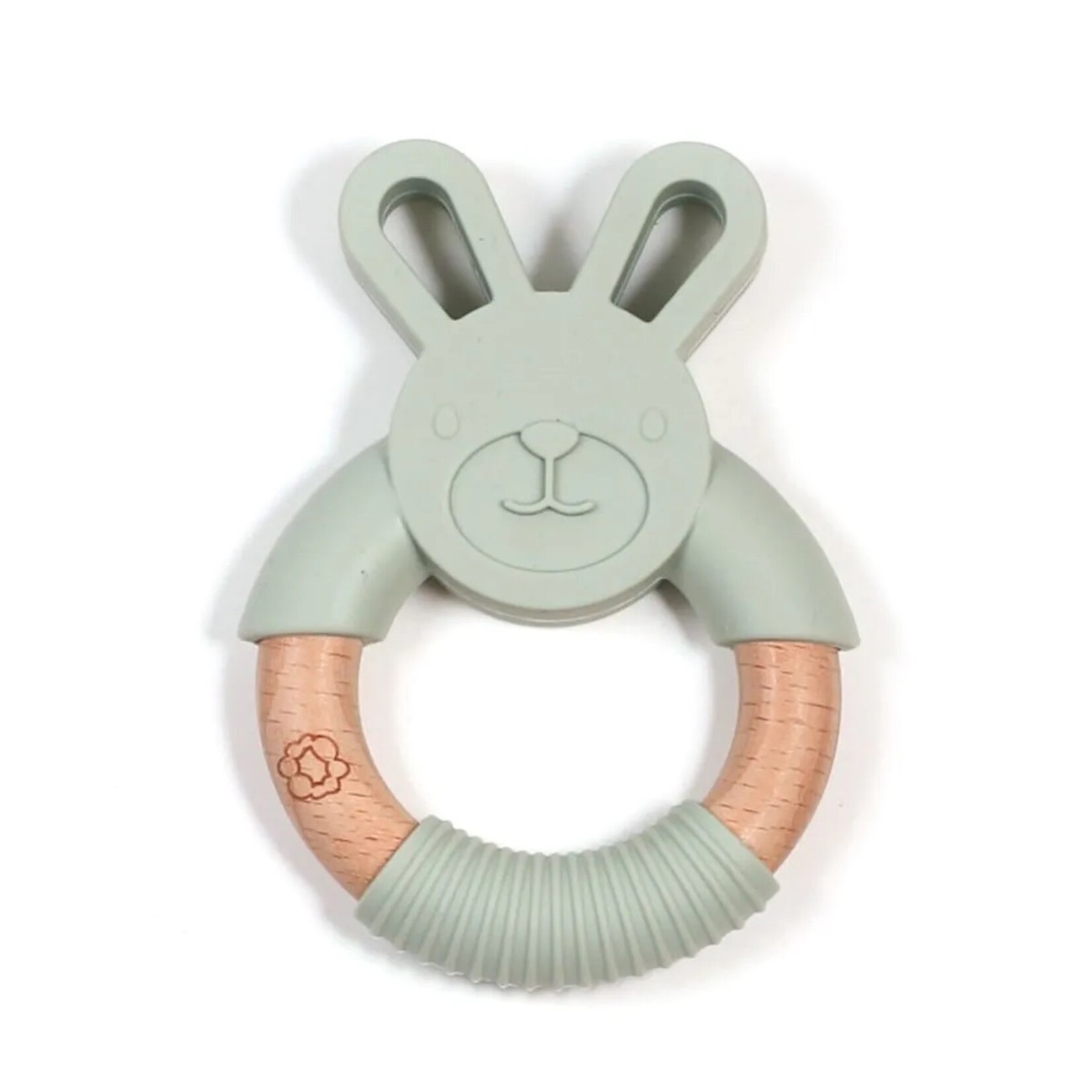 Bulle BULLE - Wood and silicone teething rattle 'Animal : Bunny sage'
