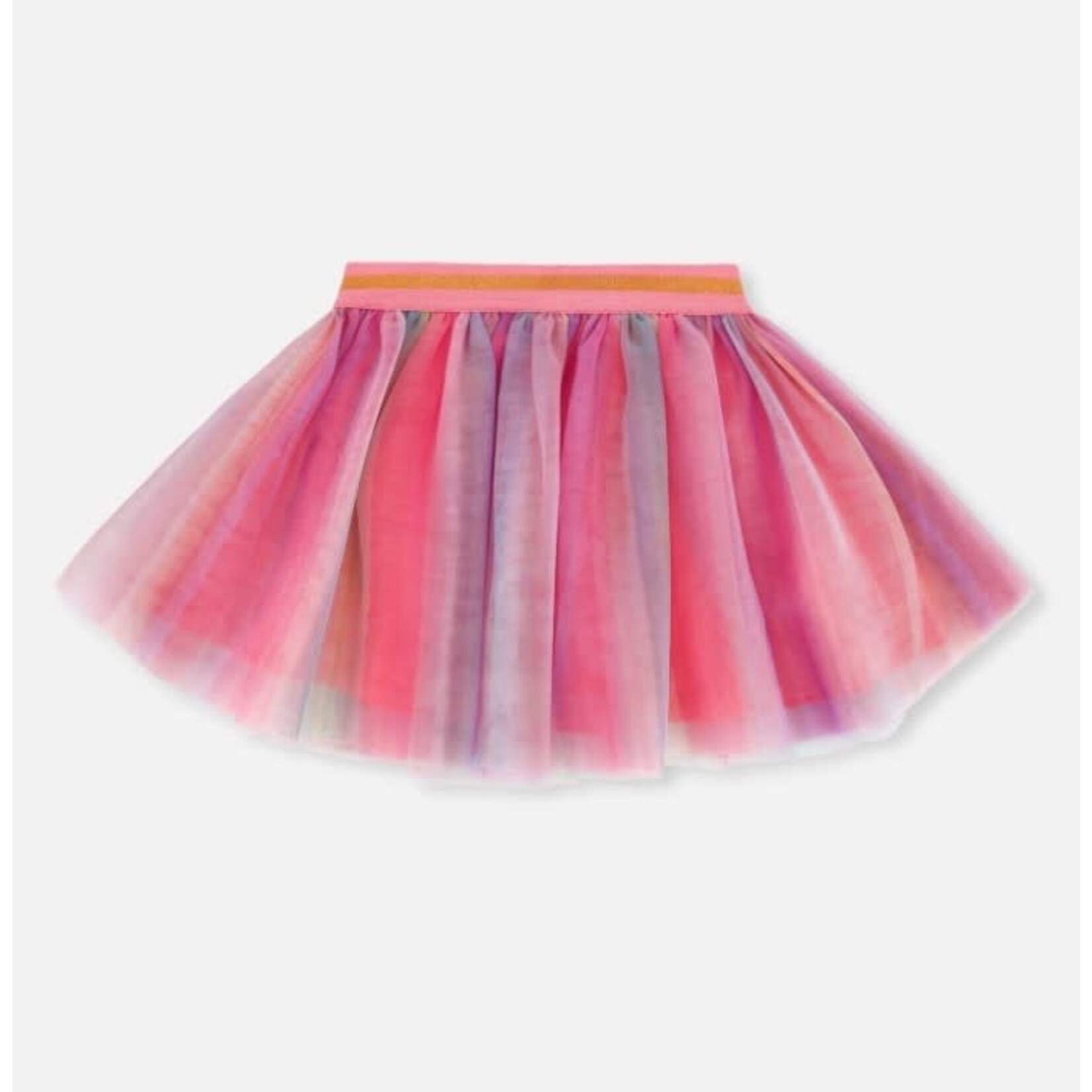 Deux par Deux DEUX PAR DEUX - Tulle Skirt with Rainbow Stripes 'Dancing Butterflies'