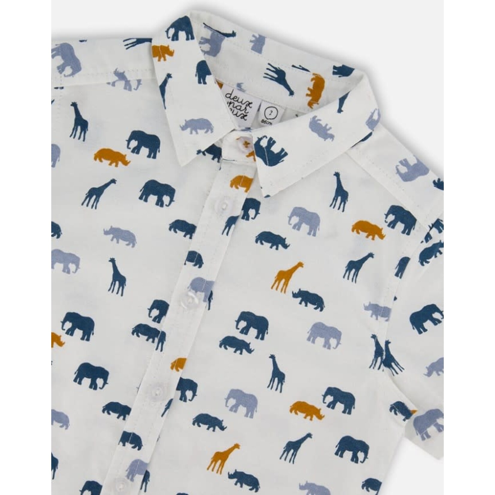Deux par Deux DEUX PAR DEUX - Short Sleeve Poplin Shirt with Safari Print 'Animal Adventures'
