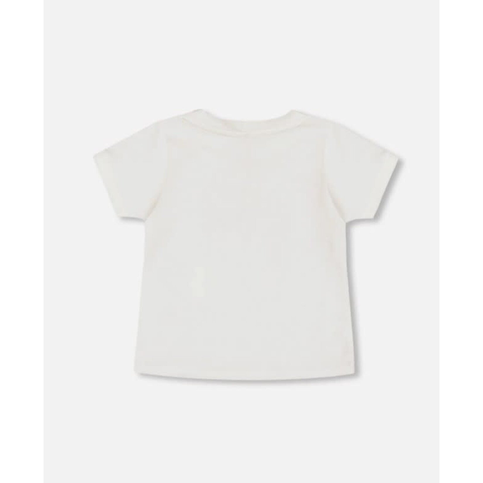 Deux par Deux DEUX PAR DEUX - White Short Sleeve T-Shirt with Safari Print 'Animal Adventures'