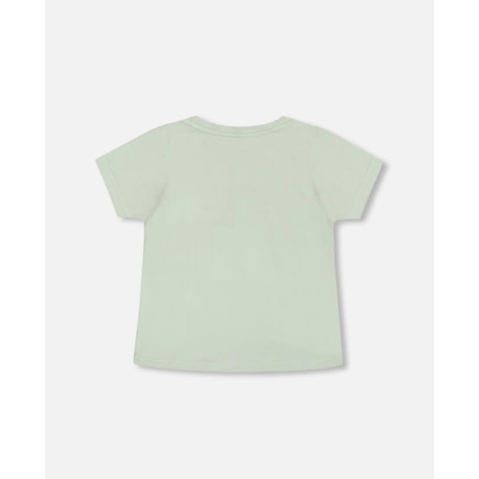 Deux par Deux DEUX PAR DEUX - Mint Short Sleeve T-Shirt with Geometric Giraffe Print 'Animal Adventures'