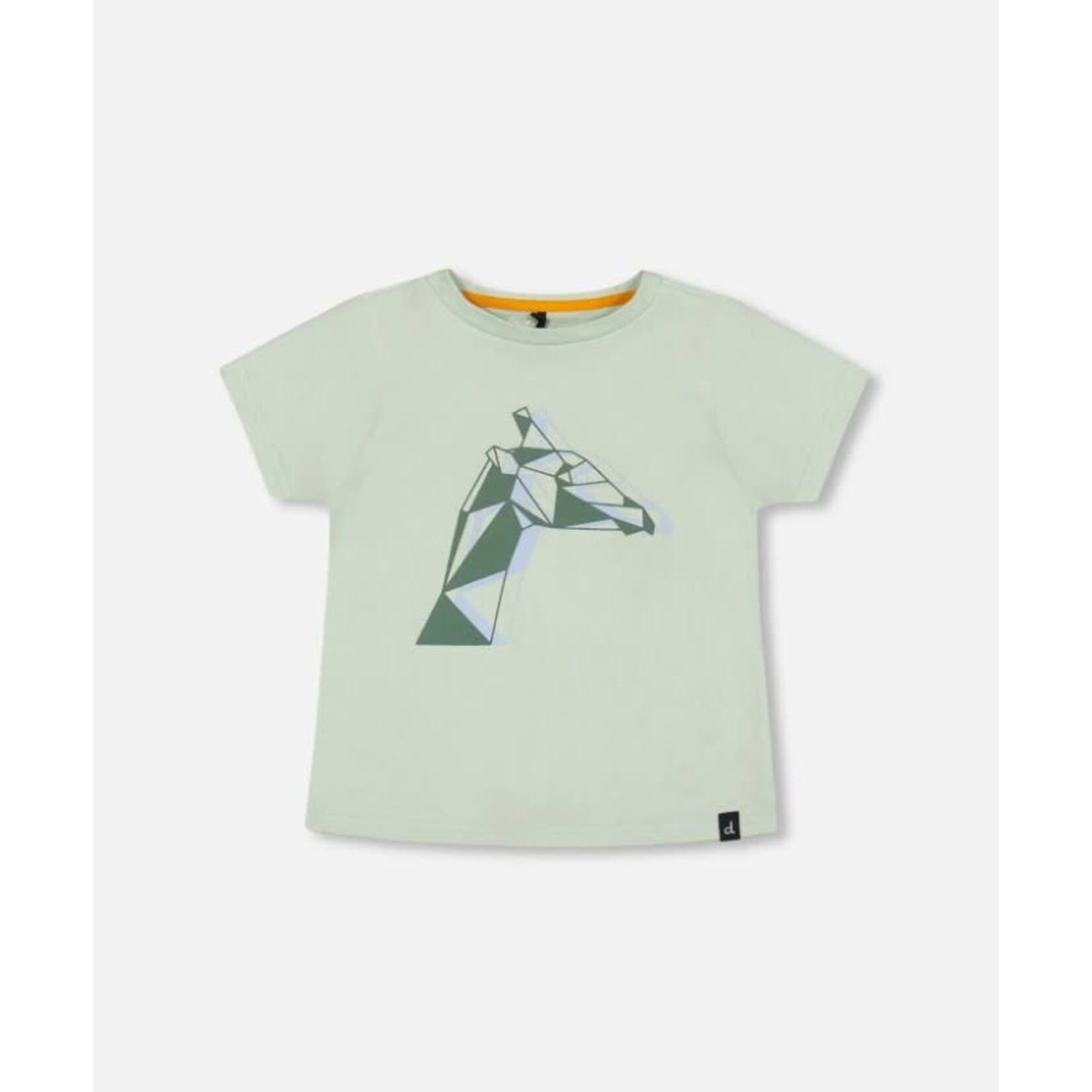 Deux par Deux DEUX PAR DEUX - T-shirt menthe à manches courtes avec imprimé géométrique de girafe 'Parc Safari'