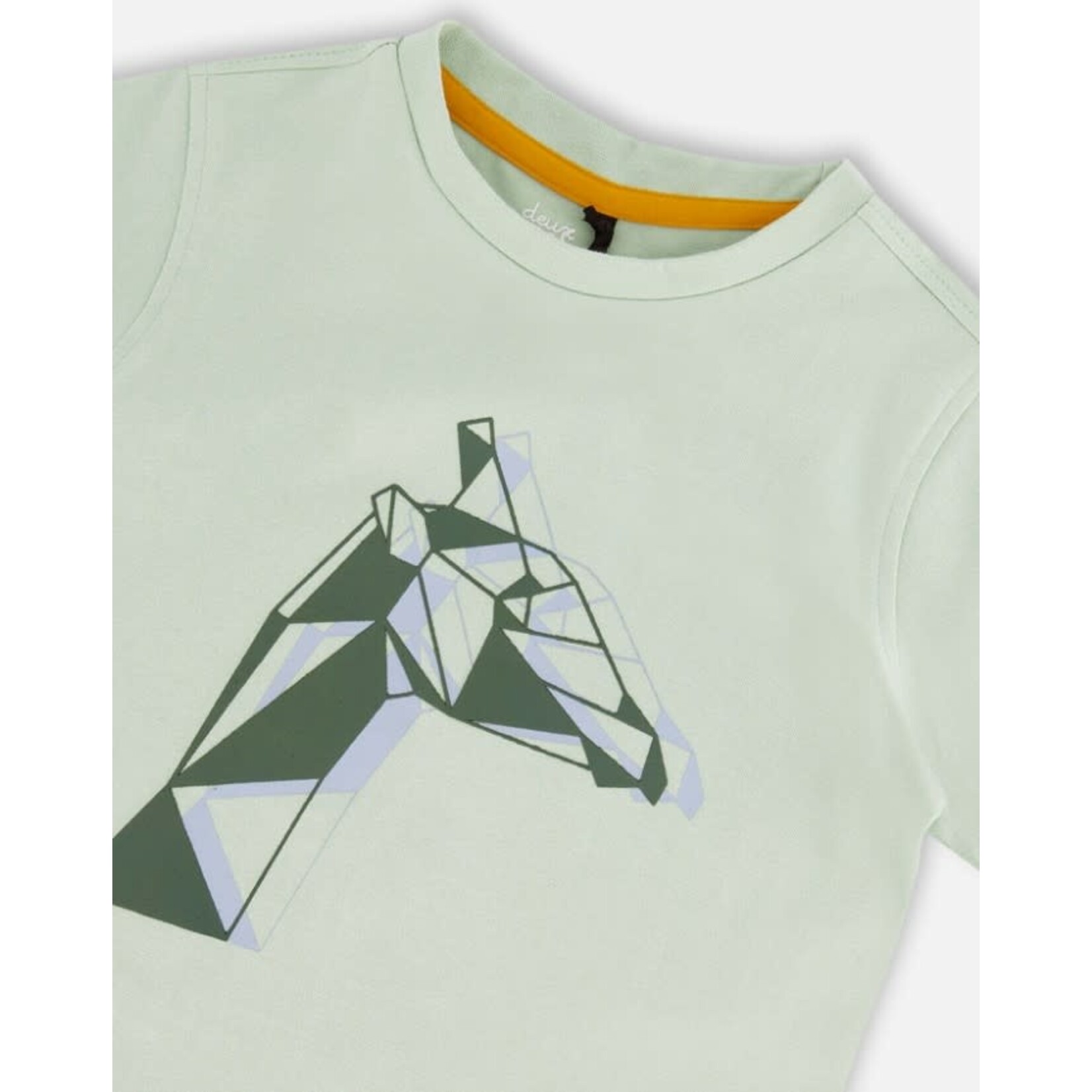 Deux par Deux DEUX PAR DEUX - Mint Short Sleeve T-Shirt with Geometric Giraffe Print 'Animal Adventures'