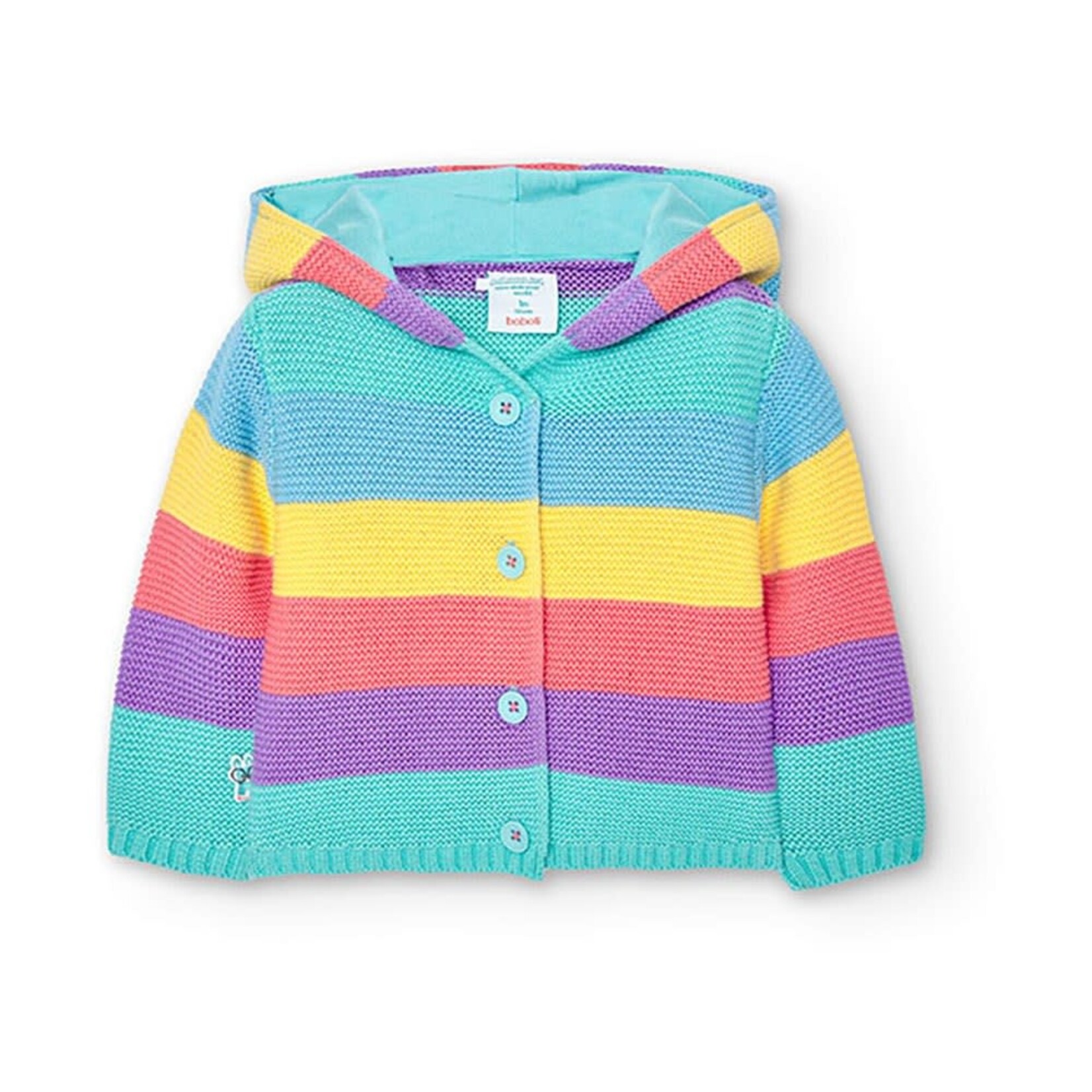 Boboli BOBOLI - Multicoloured stripe knit vest with rabbit hood