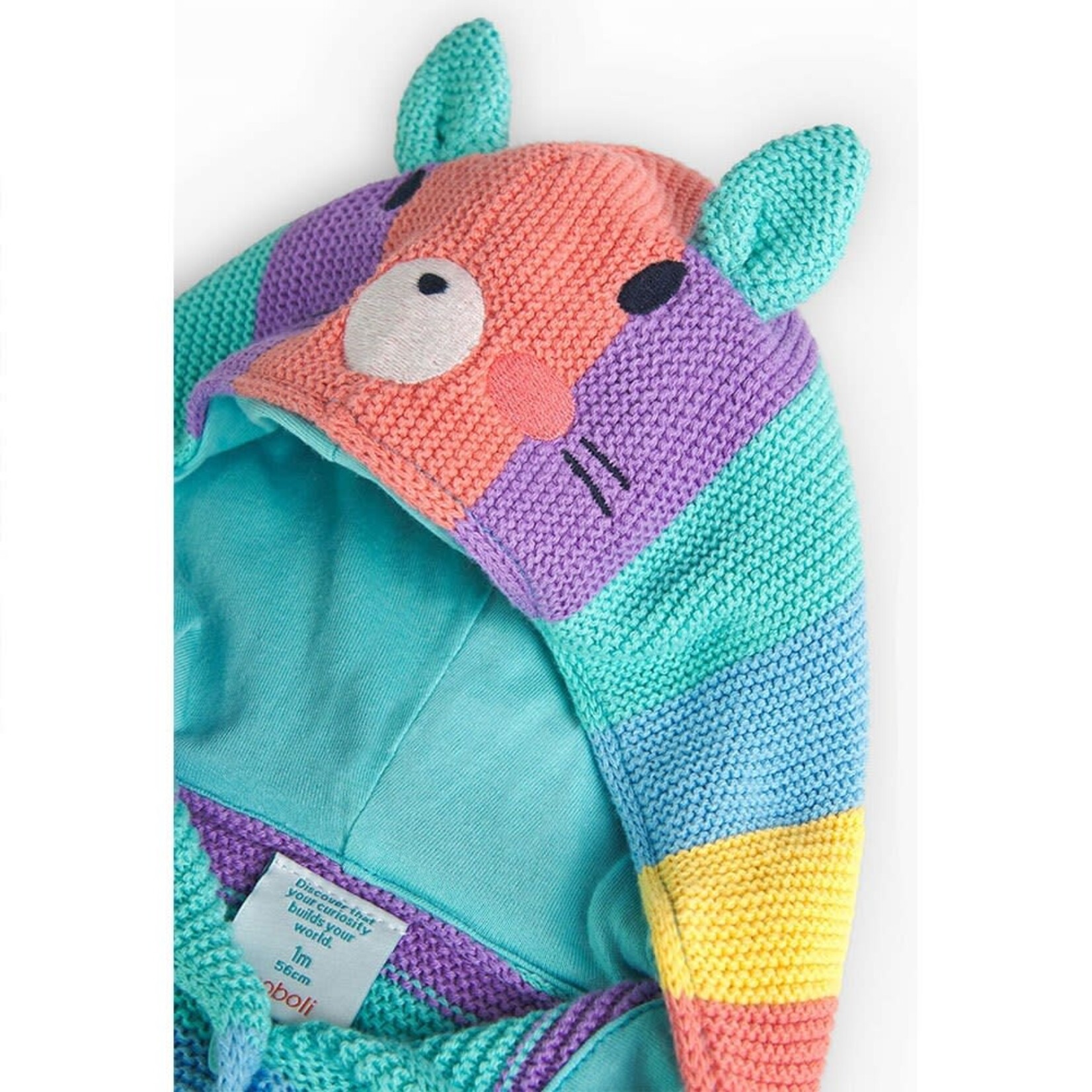 Boboli BOBOLI - Veste en tricot rayé multicolore avec capuchon de lapin