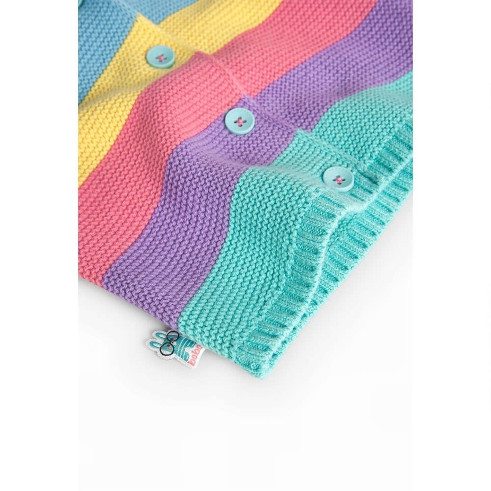 Boboli BOBOLI - Multicoloured stripe knit vest with rabbit hood