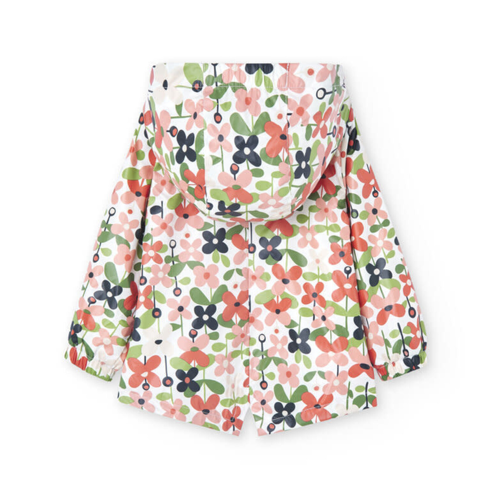 Boboli BOBOLI - Cotton-lined hooded rain jacket with flower print