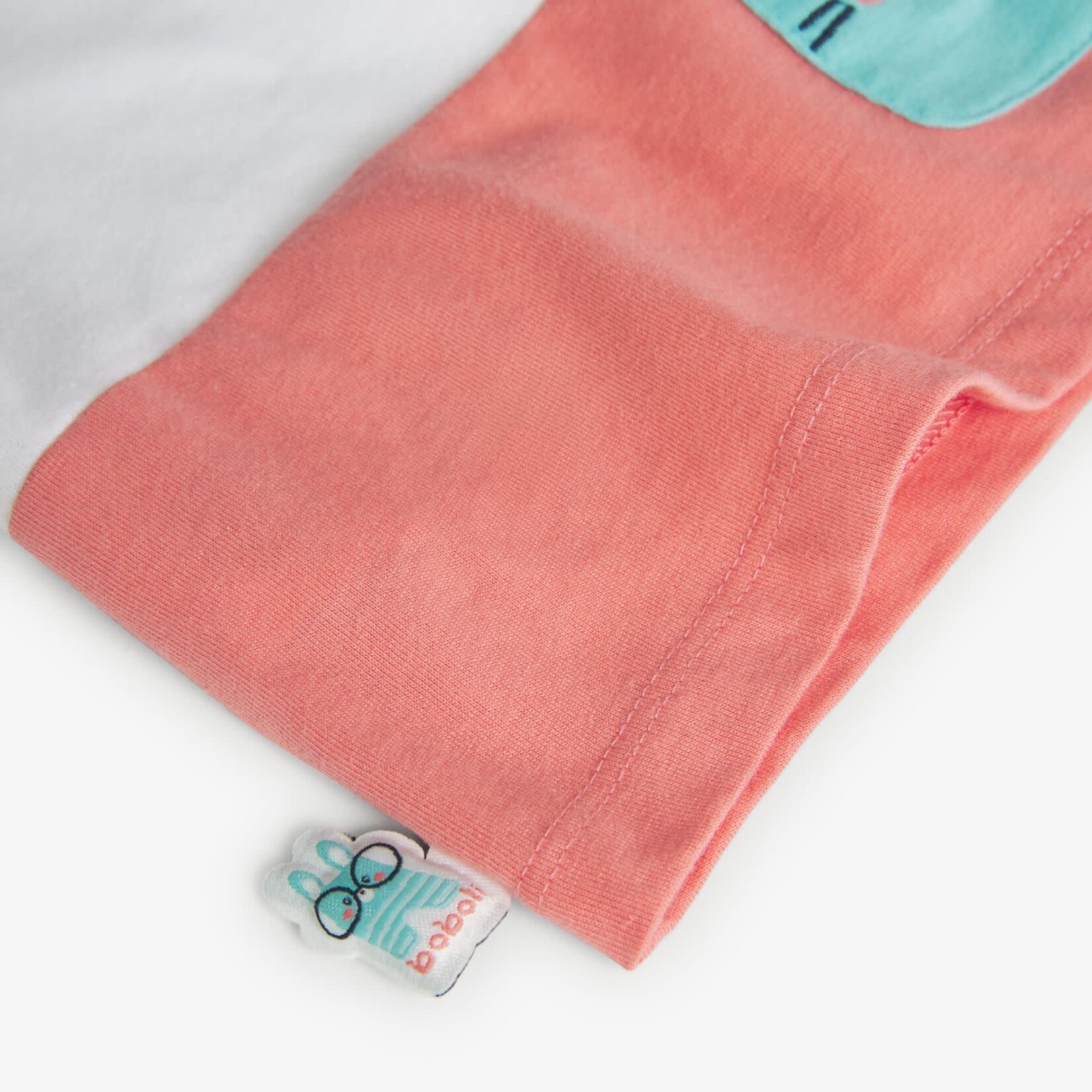 Boboli BOBOLI - Ensemble deux pièces t-shirt blanc et corail/short denim avec lapin ludique