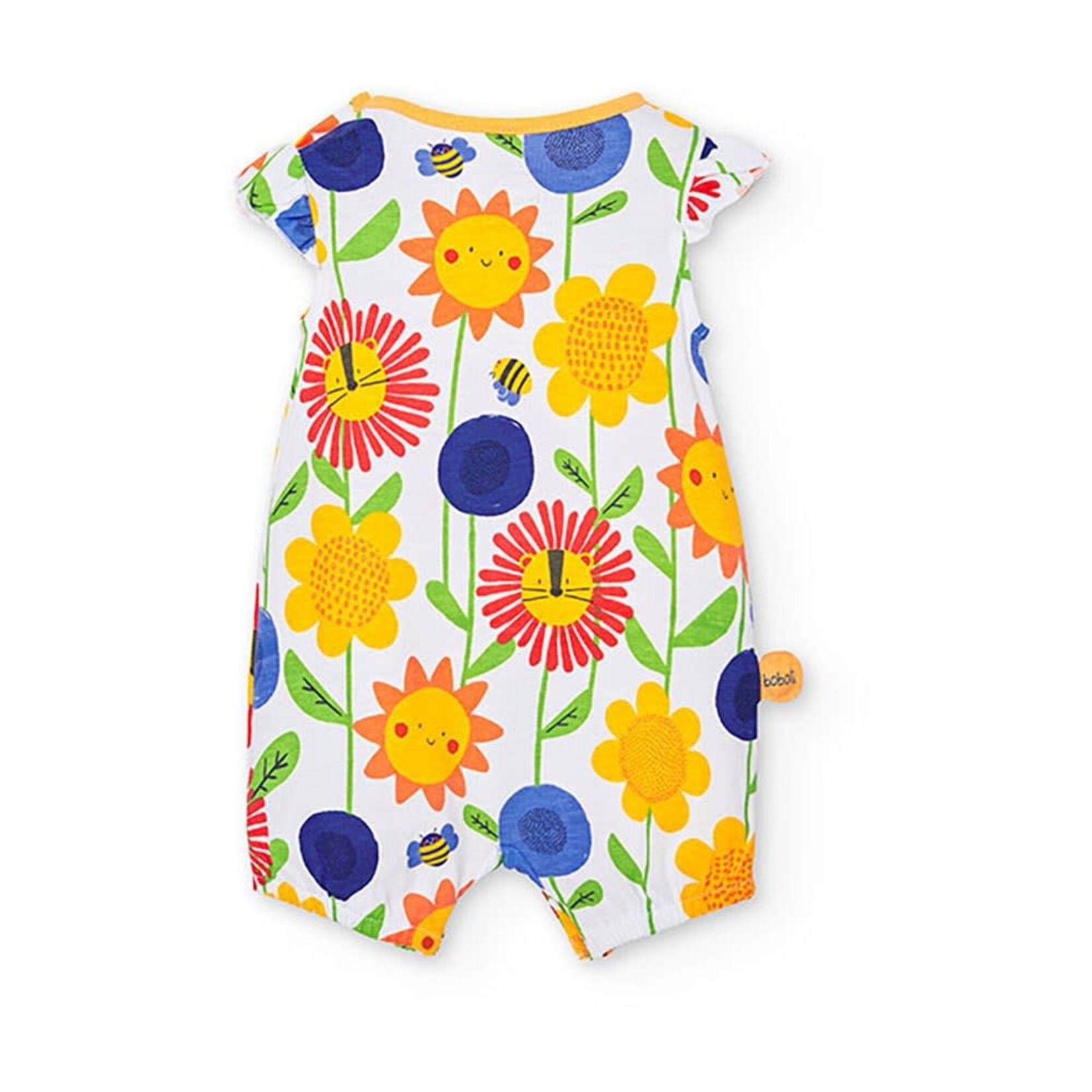 Boboli BOBOLI - Romper with frills at shoulder with flower and bee print