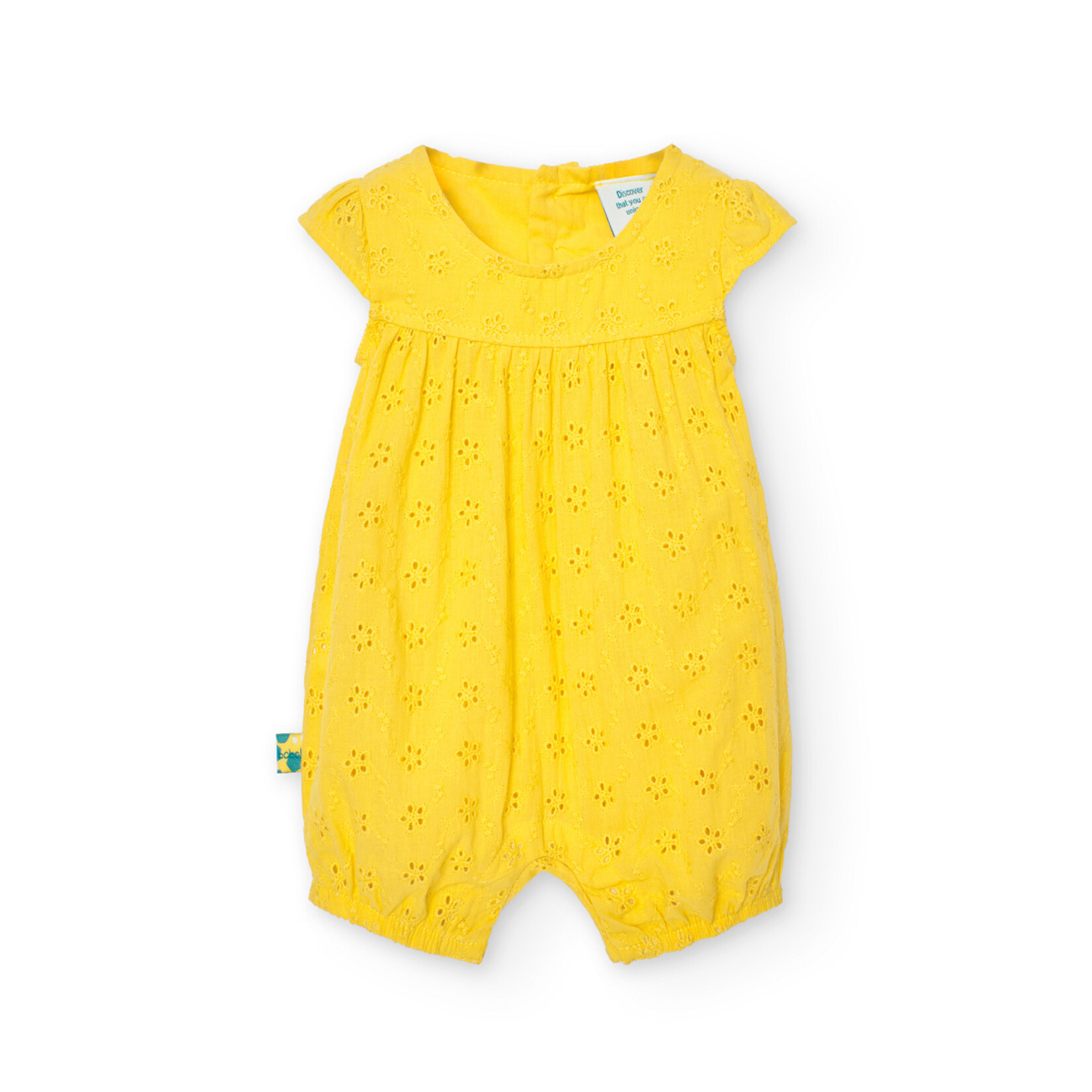 Boboli BOBOLI - Solid yellow embroidered romper