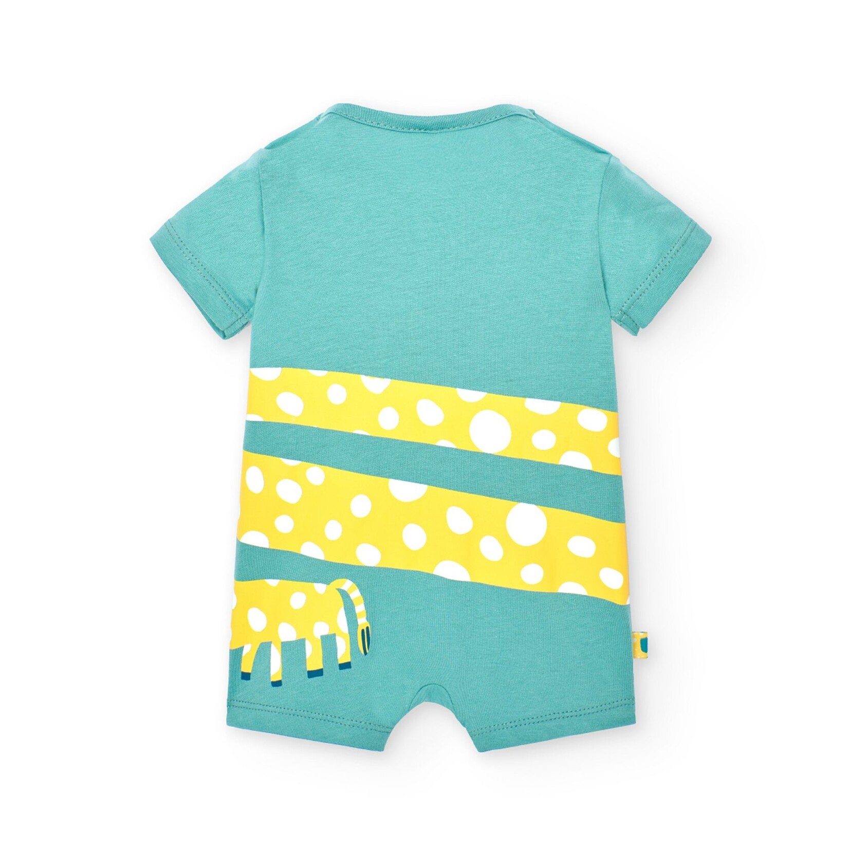 Boboli BOBOLI - Barboteuse turquoise avec imprimé de girafe jaune à pois