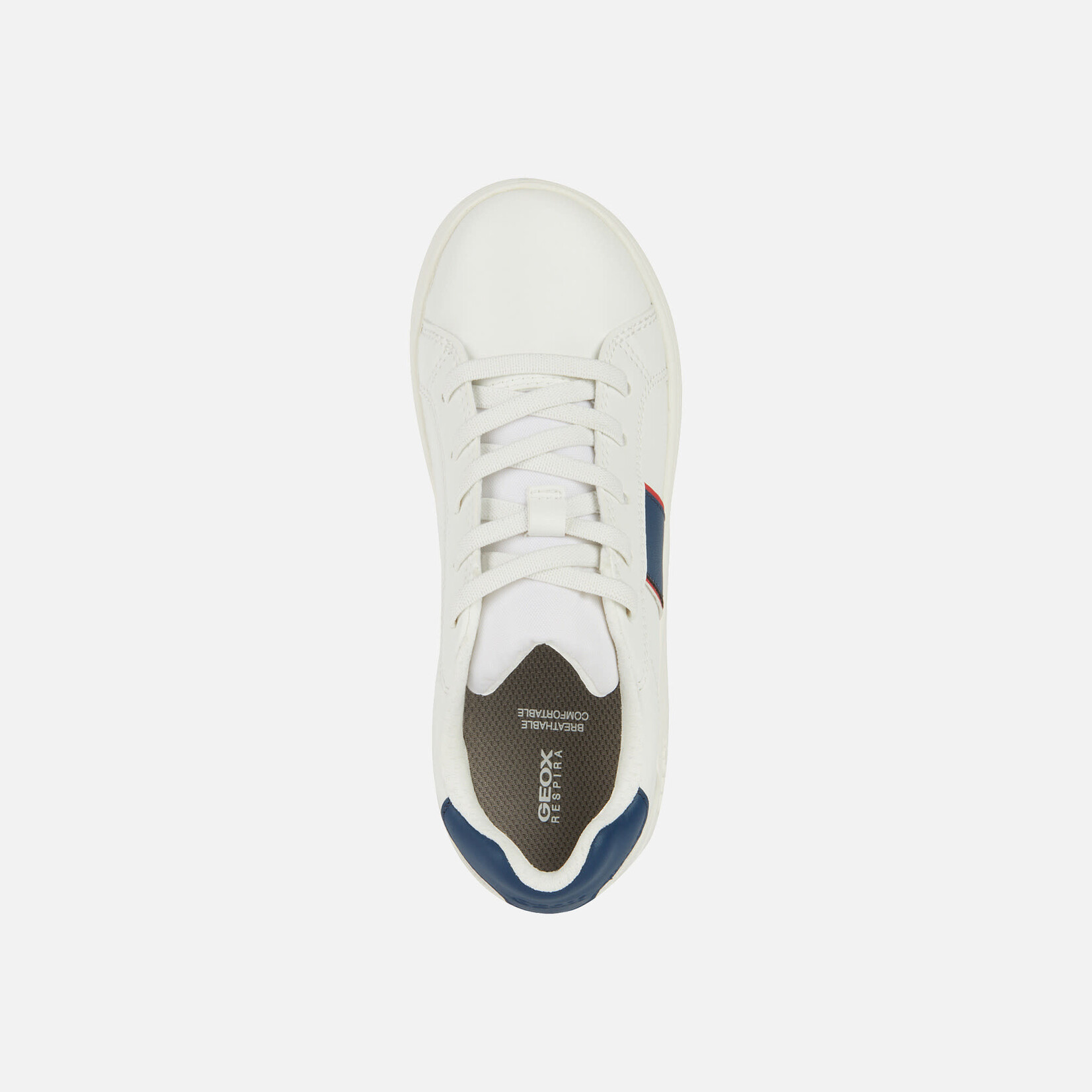 Geox GEOX - Chaussures blanches de cuir synthétique 'Eclyper - Blanc/Bleu marine'