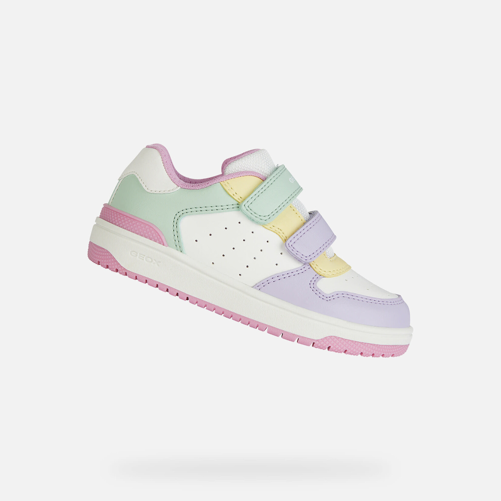 Geox GEOX - Chaussures de cuir synthétique blanc et pastel 'Washiba - Blanc/Multicolore'