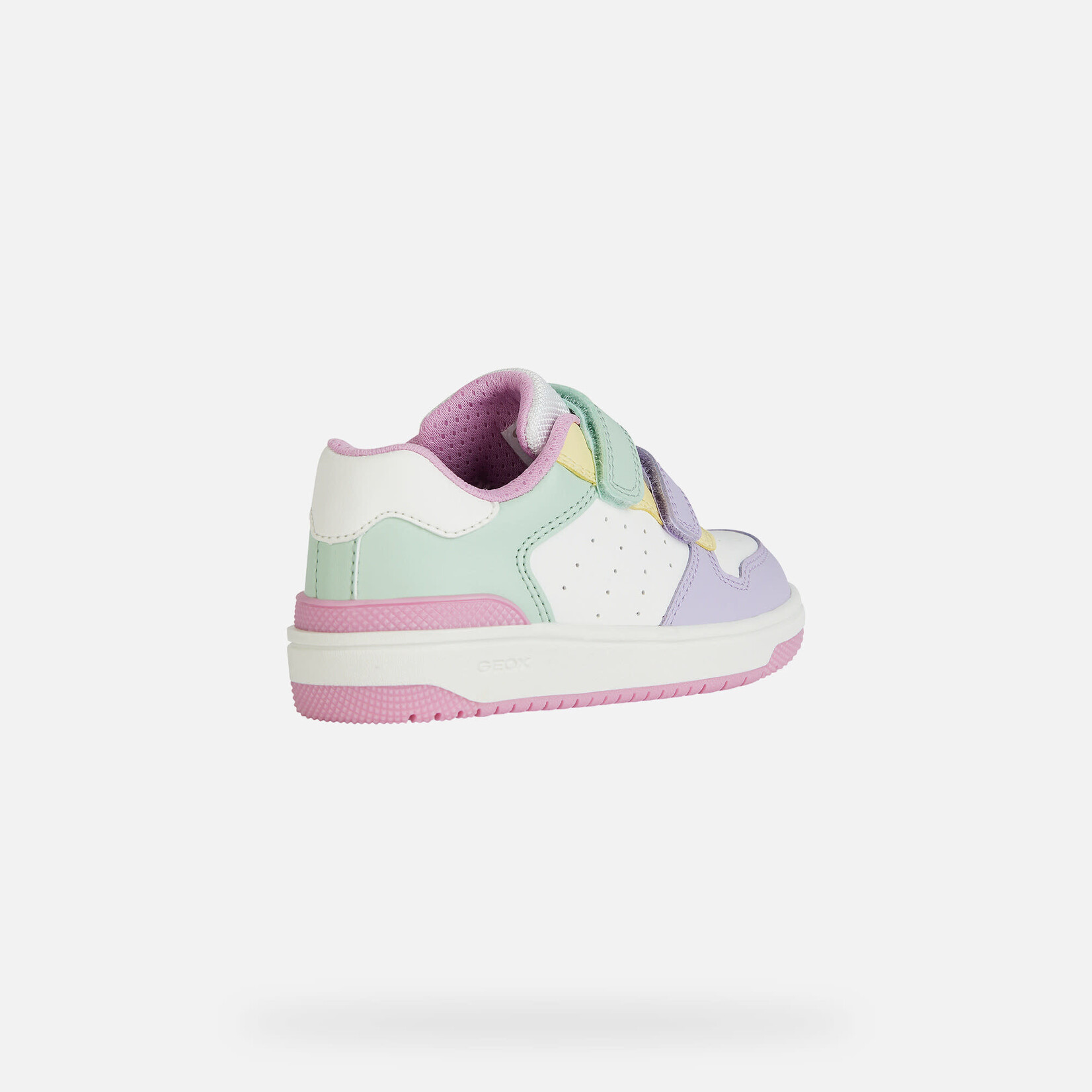 Geox GEOX - White and pastel synthetic leather sneakers 'Washiba - White/Multicolor'