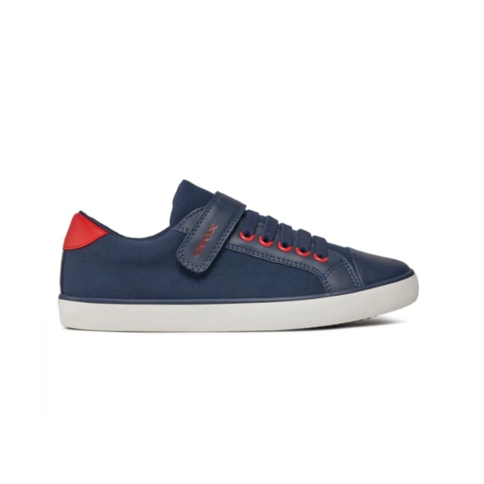 Geox GEOX - Navy synthetic leather and textile sneakers 'Gisli - Navy/Red'