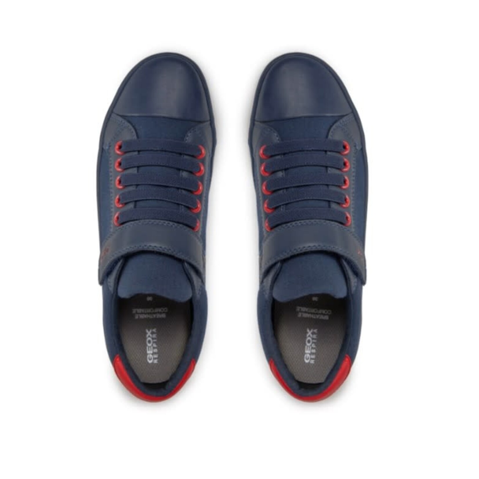 Geox GEOX - Chaussures marine de toile et cuir synthétique 'Gisli - Marine/Rouge'