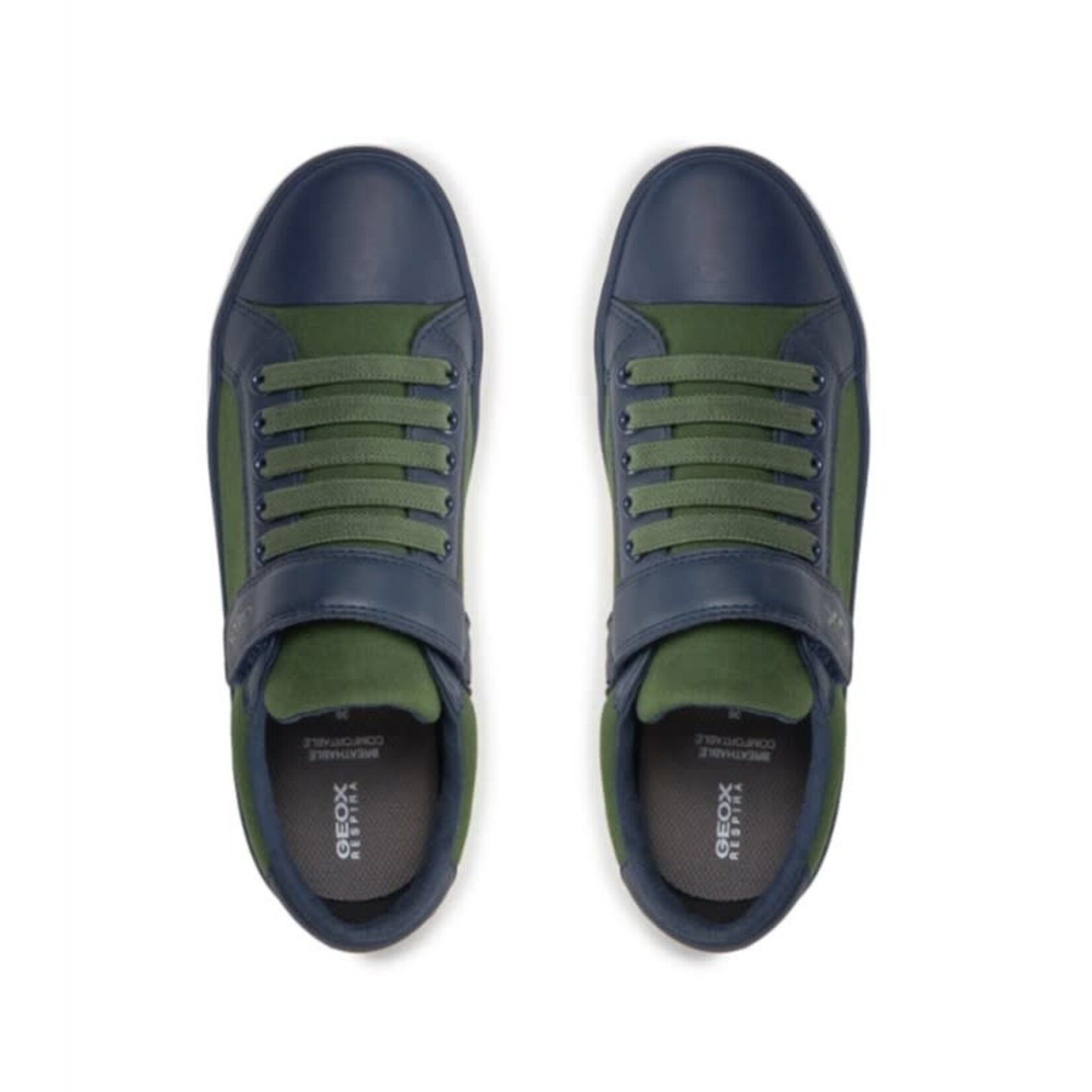 Geox GEOX - Chaussures vertes de toile et cuir synthétique 'Gisli - Marine/Vert'